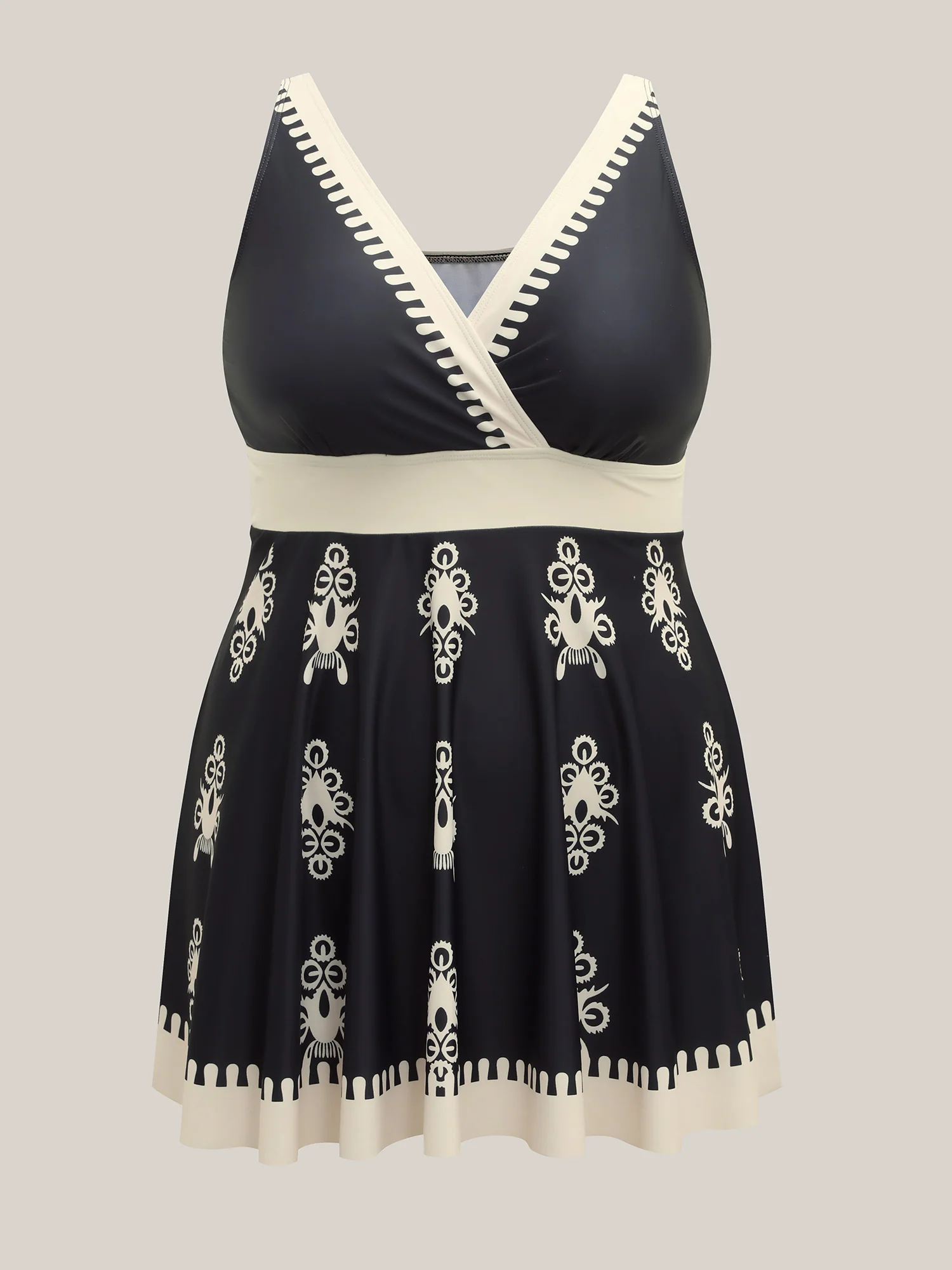 Boho Flower Print Surplice Swim Dress - Image 5