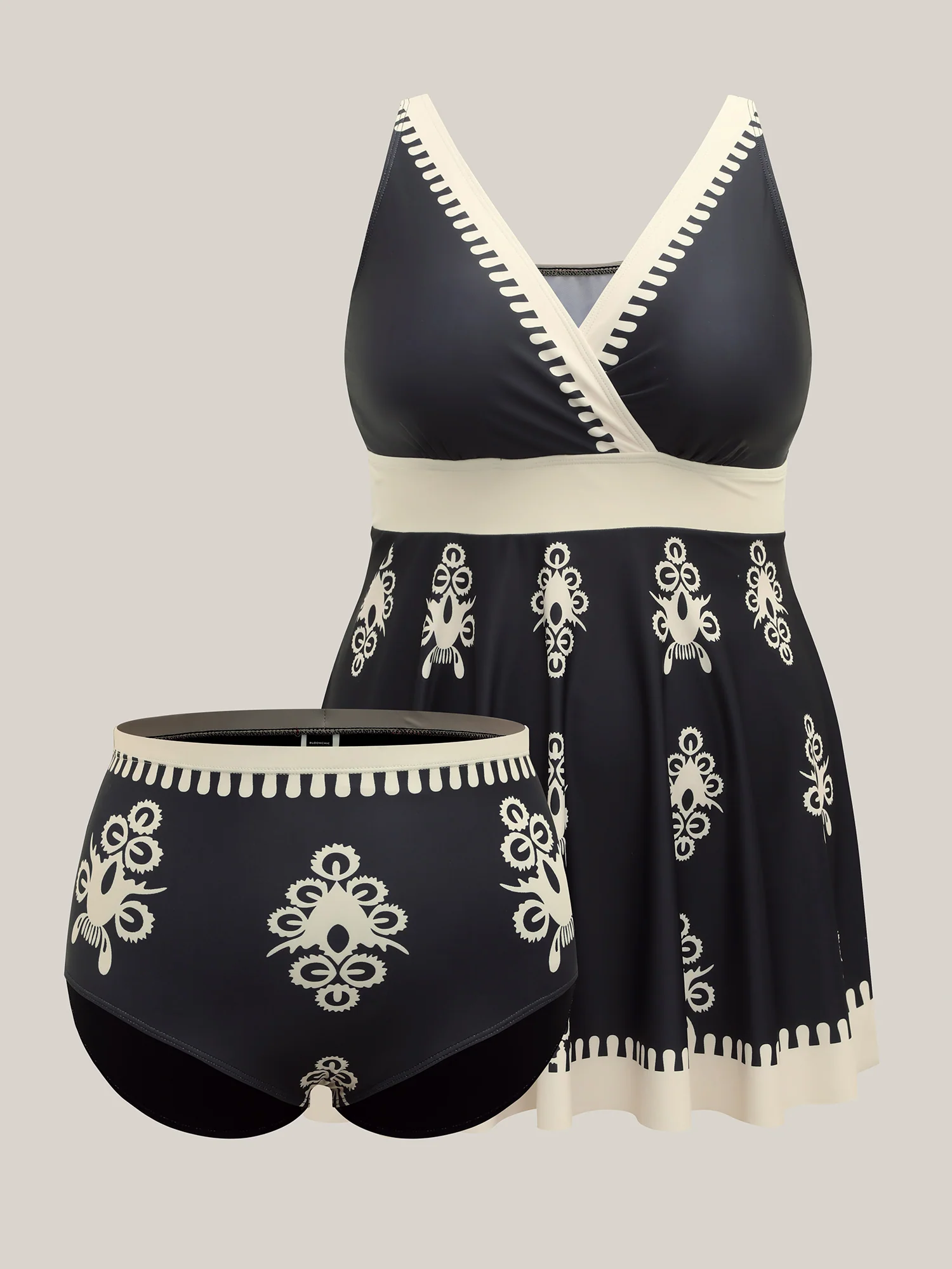 Boho Flower Print Surplice Swim Dress - Image 6