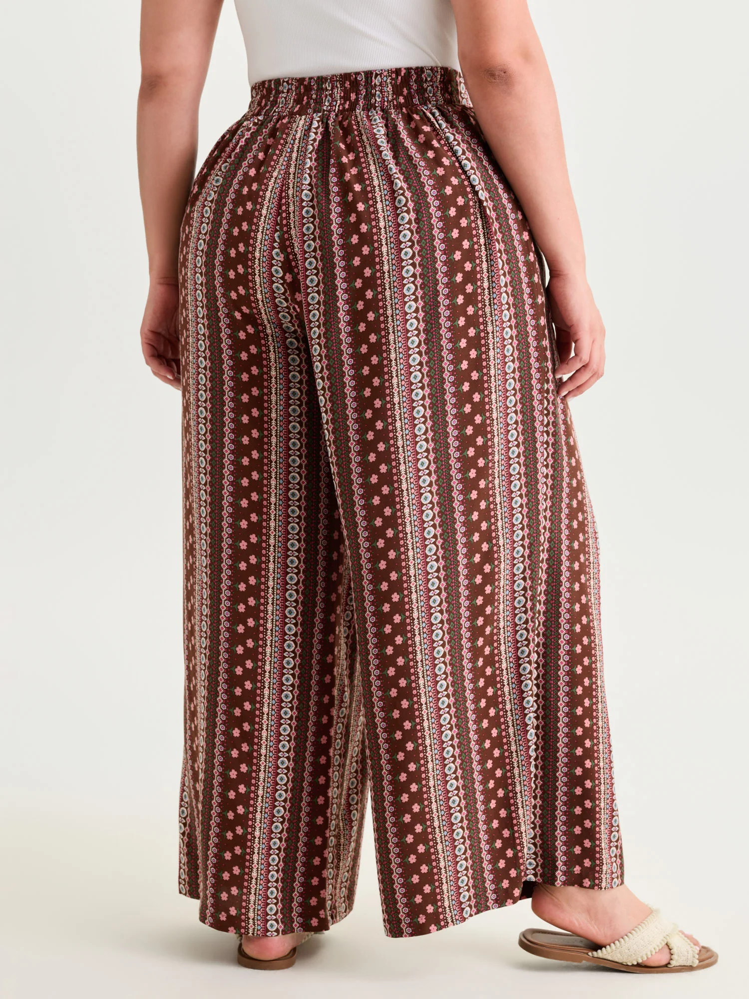 Boho Geometric Pattern Wide-Leg Pants - Image 12