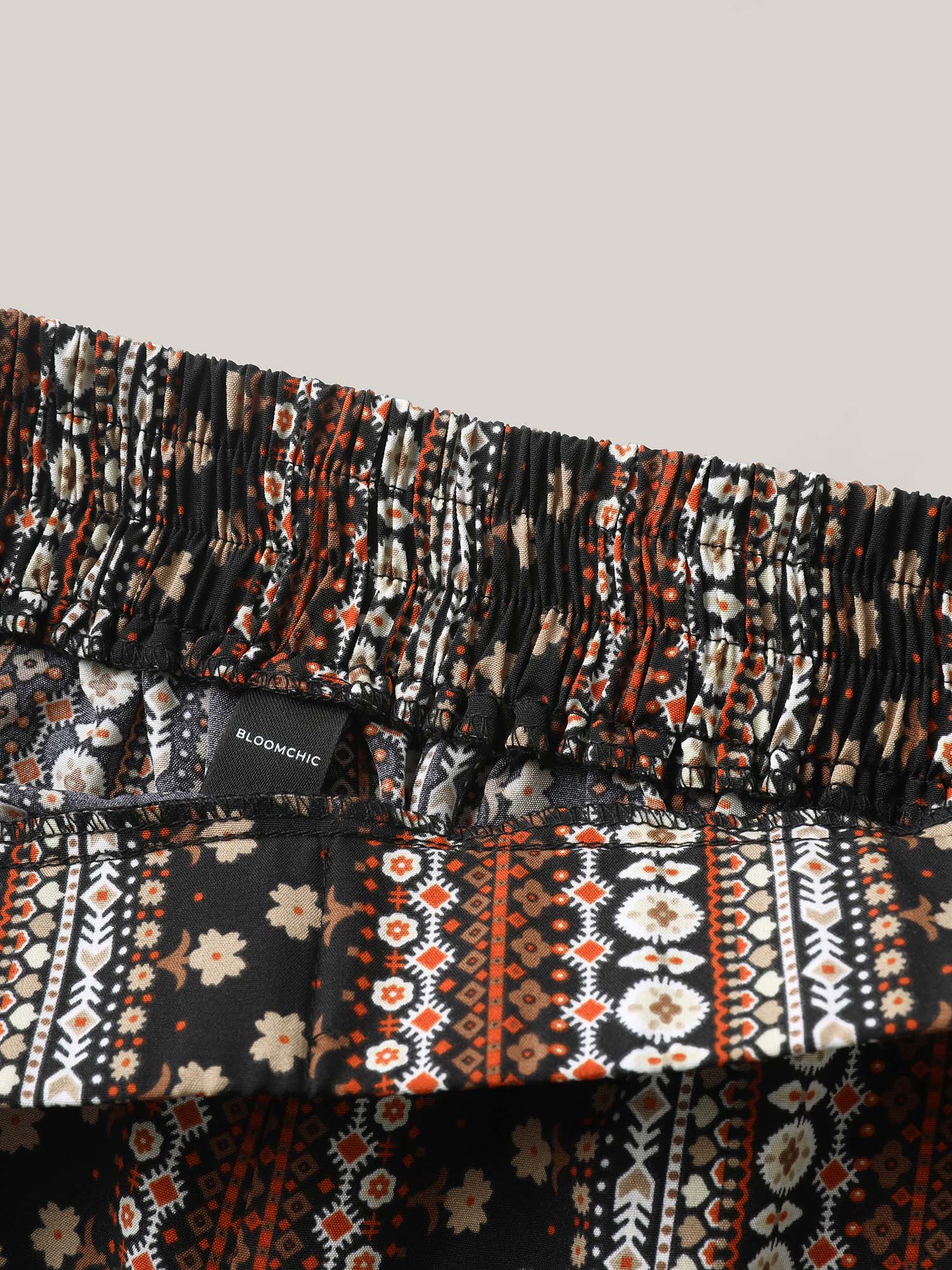 Boho Geometric Pattern Wide-Leg Pants - Image 5