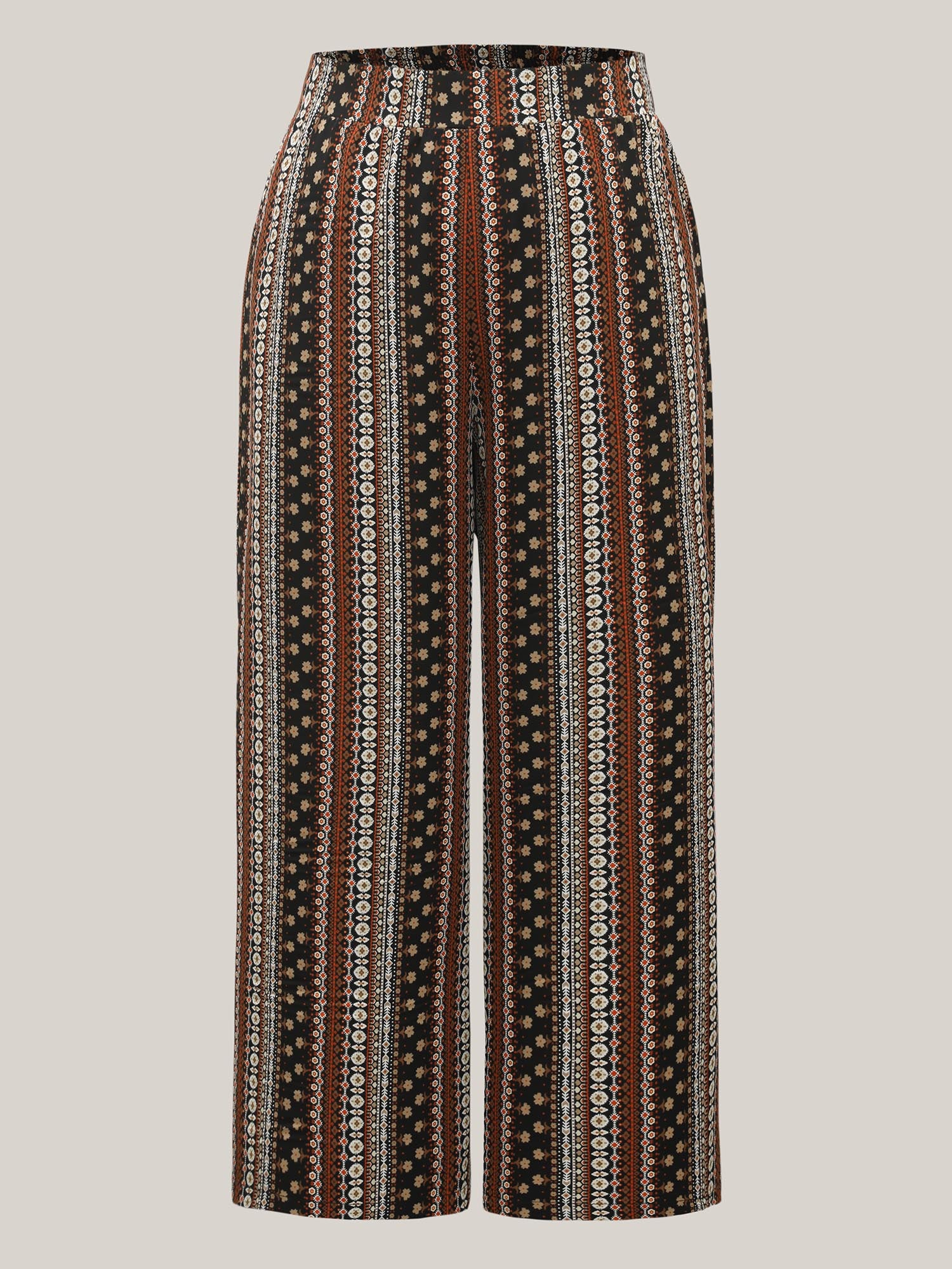 Boho Geometric Pattern Wide-Leg Pants - Image 7