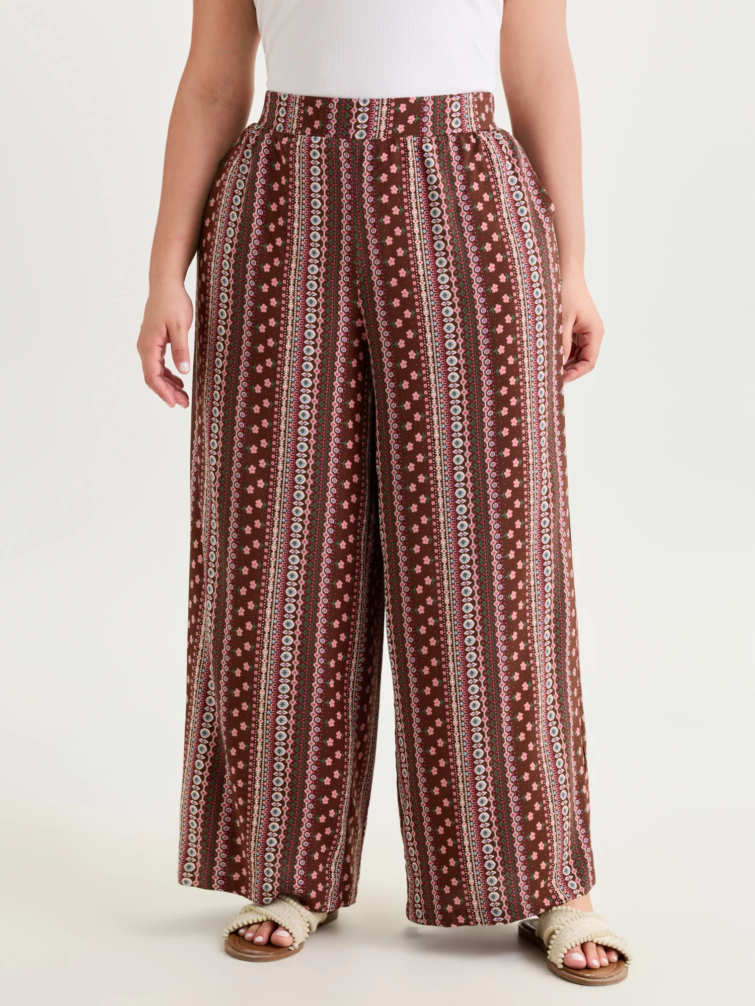 Boho Geometric Pattern Wide-Leg Pants - Image 8