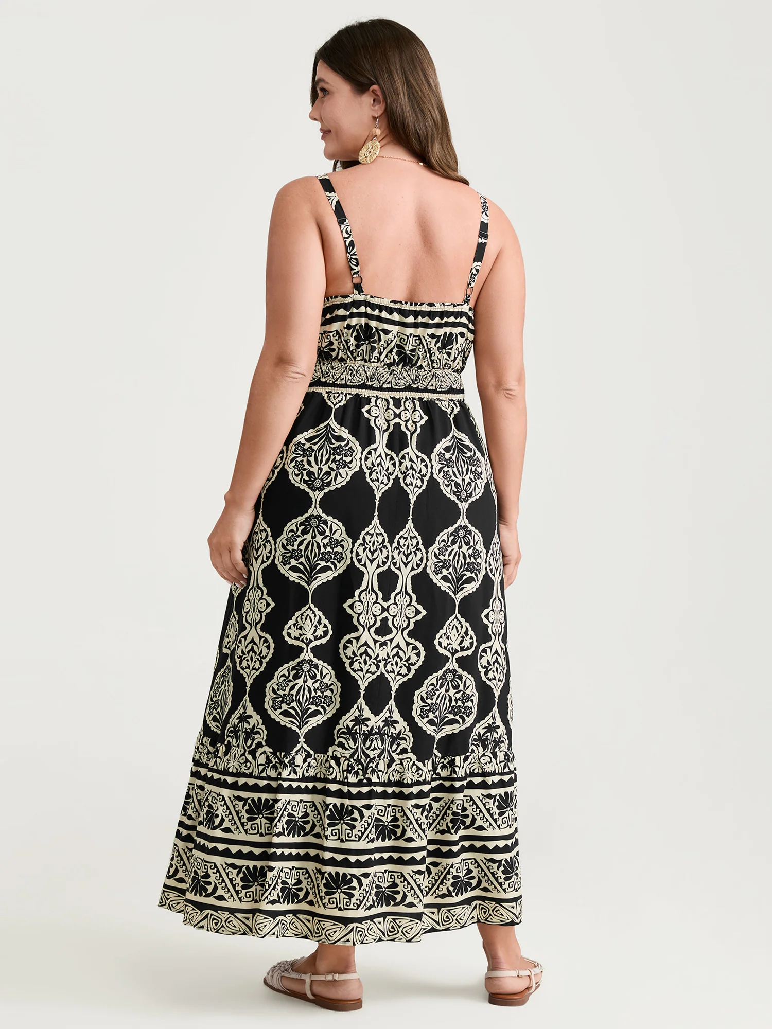 Boho Geometric Print Cami Flowy Maxi Dress - Image 4