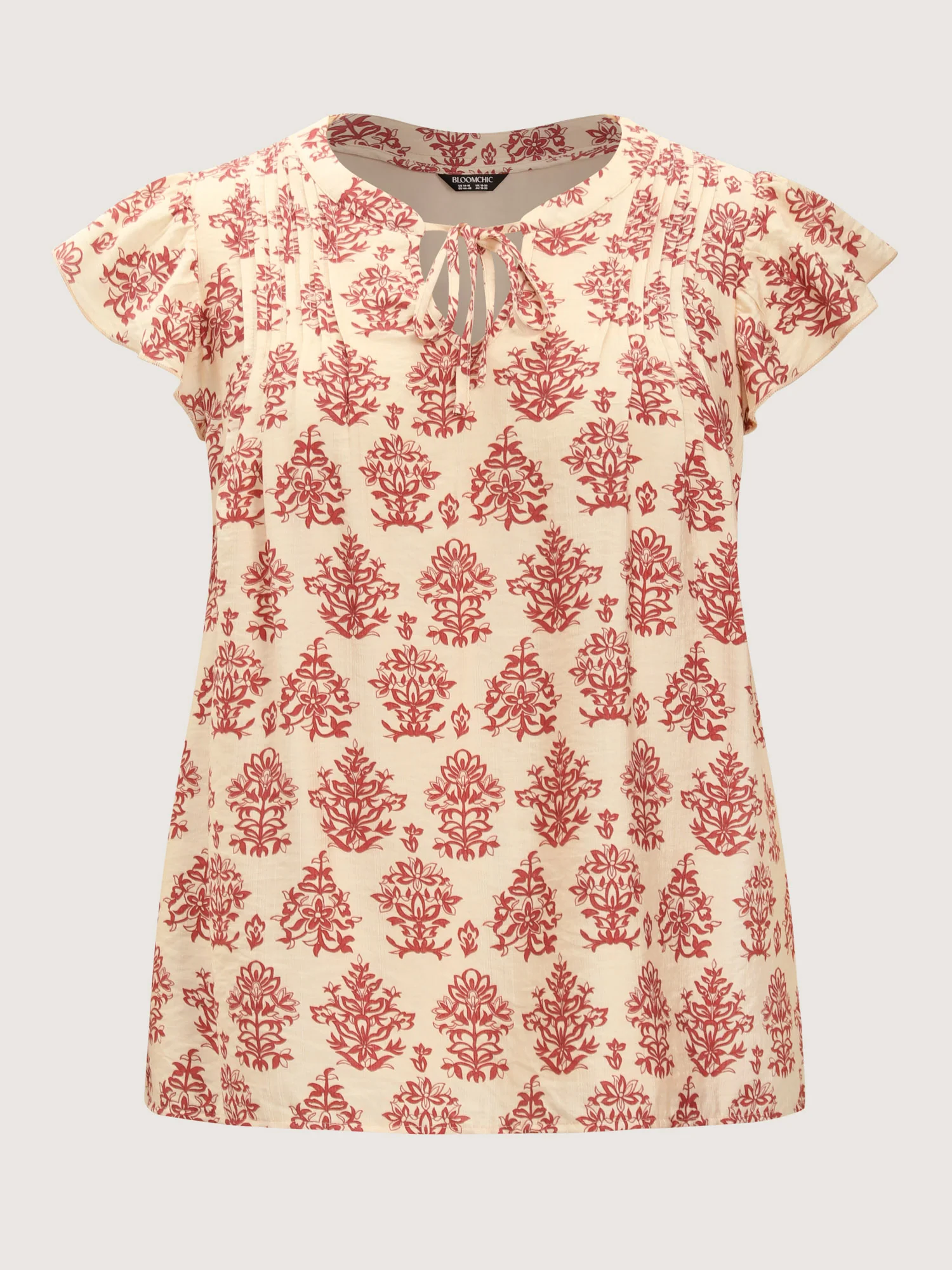 Boho Geometric Print Flutter Sleeve Blouse - Image 7