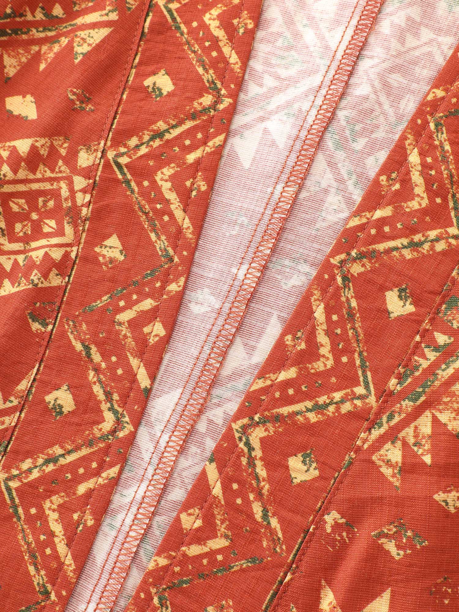 Boho Geometric Print Open-Front Kimono - Image 7