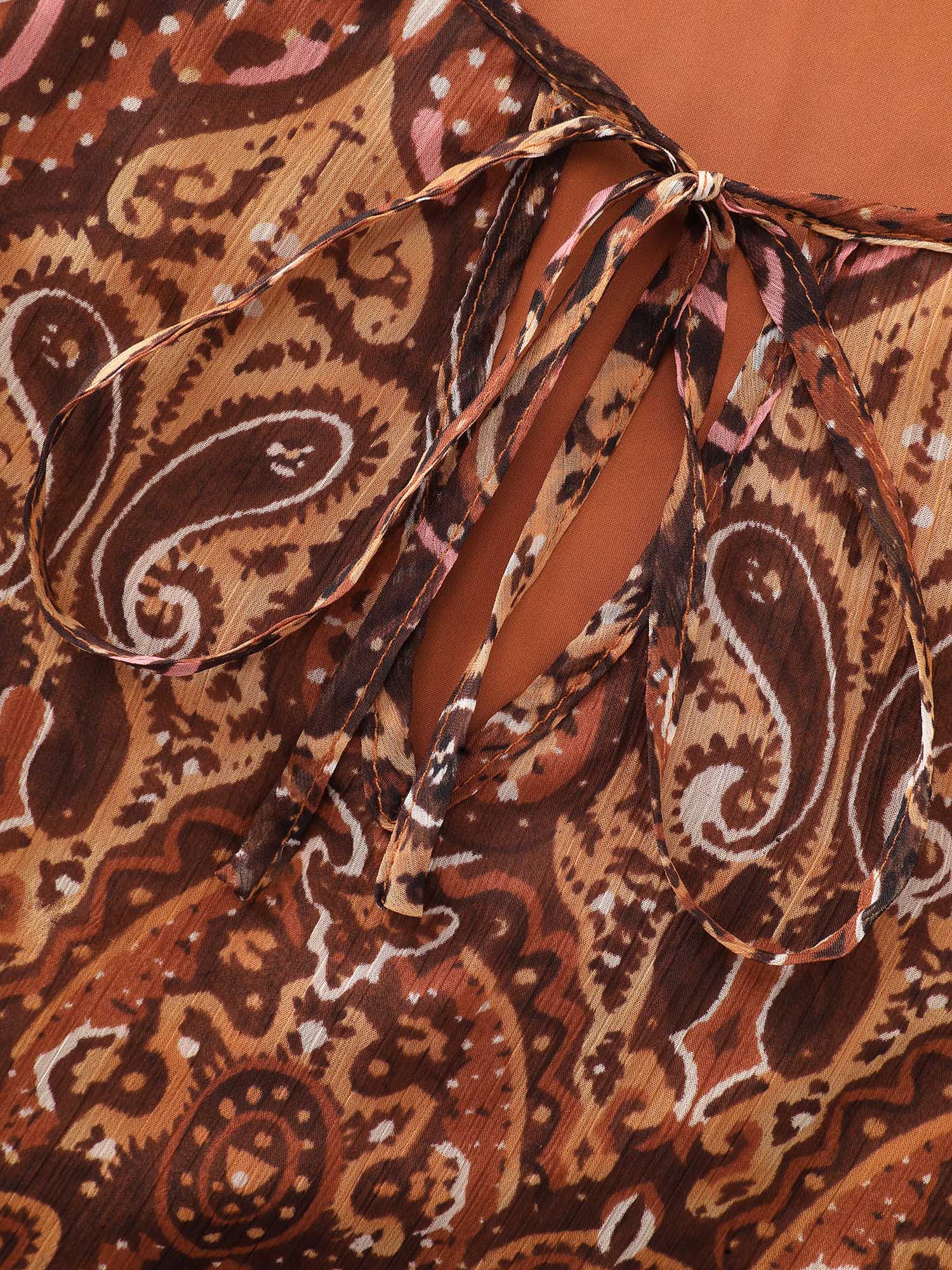 Boho Geometric Print Ruffled Sleeve Blouse - Image 5