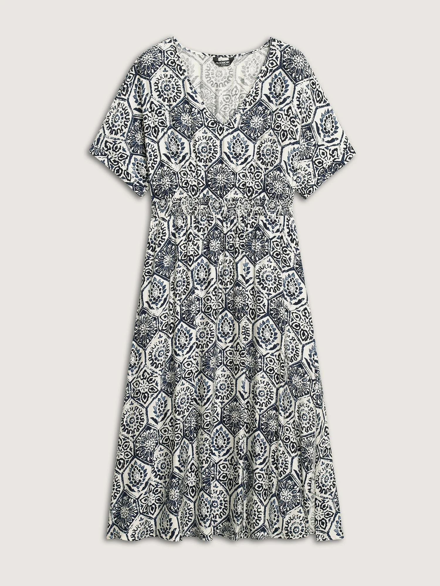 Boho Geometric Print Split Midi Dress - Image 7