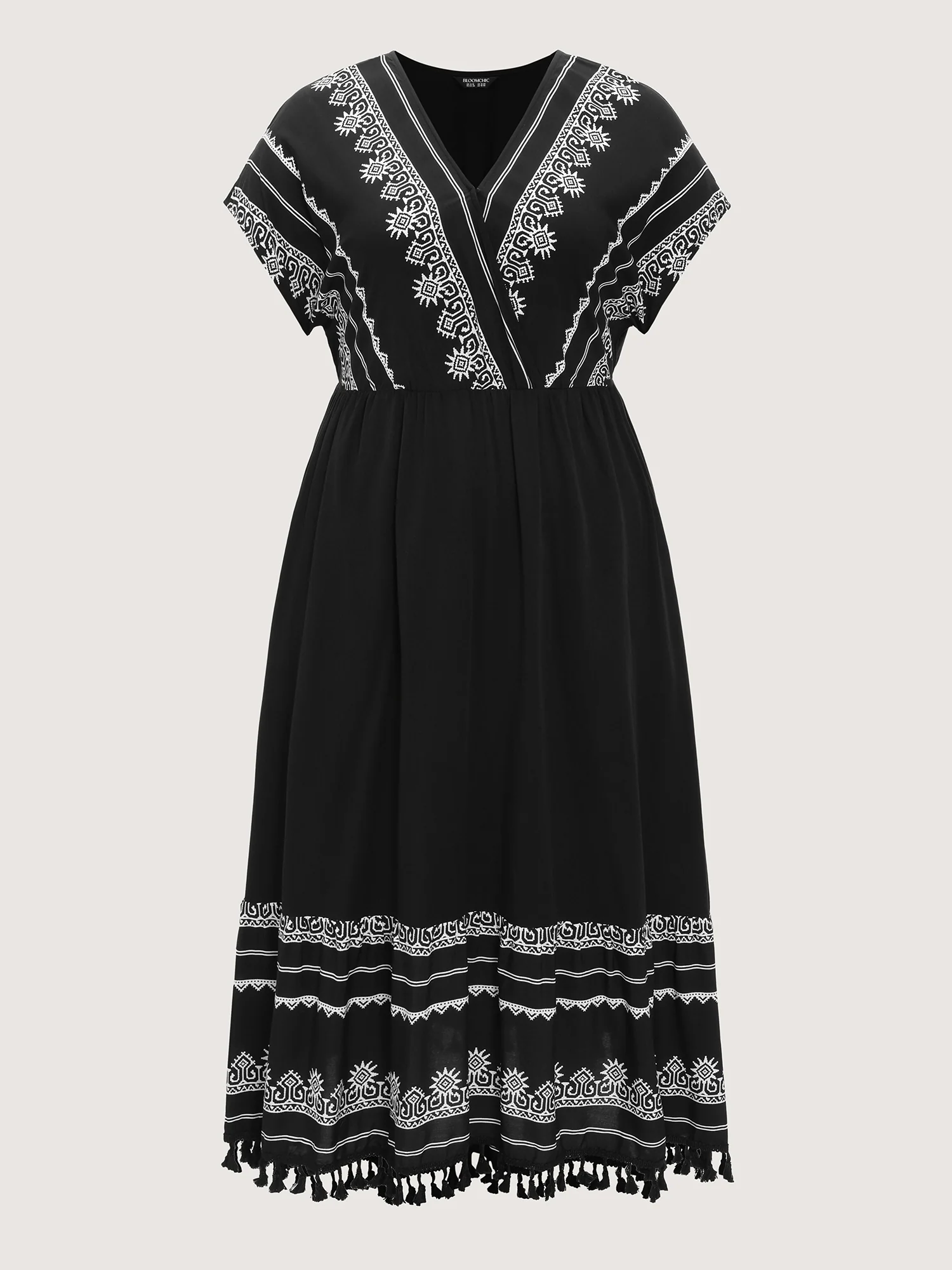 Boho Geometric Print V-Neck Maxi Dress - Image 6