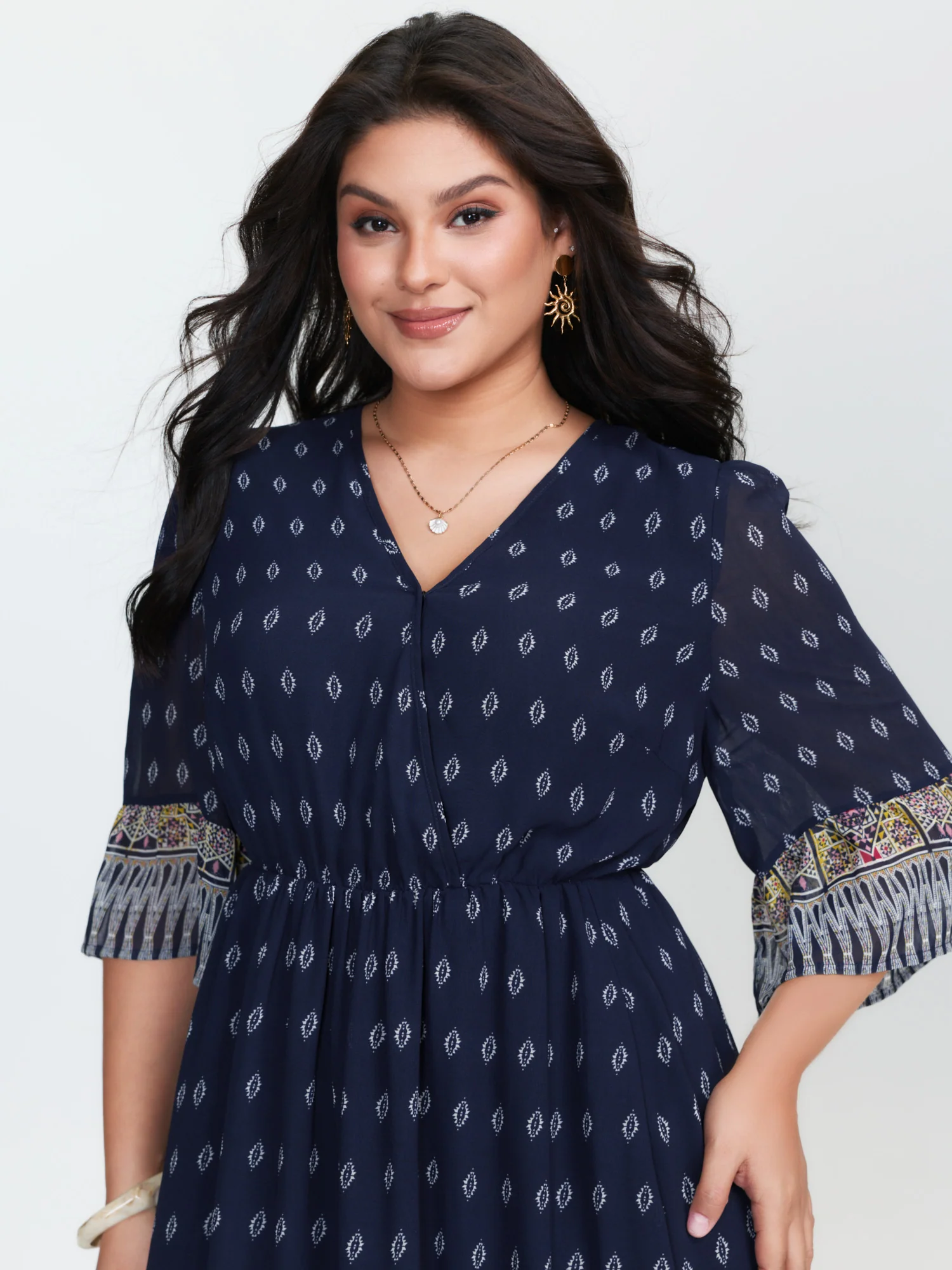Boho Geometric Print Wrap Maxi Dress - Image 4