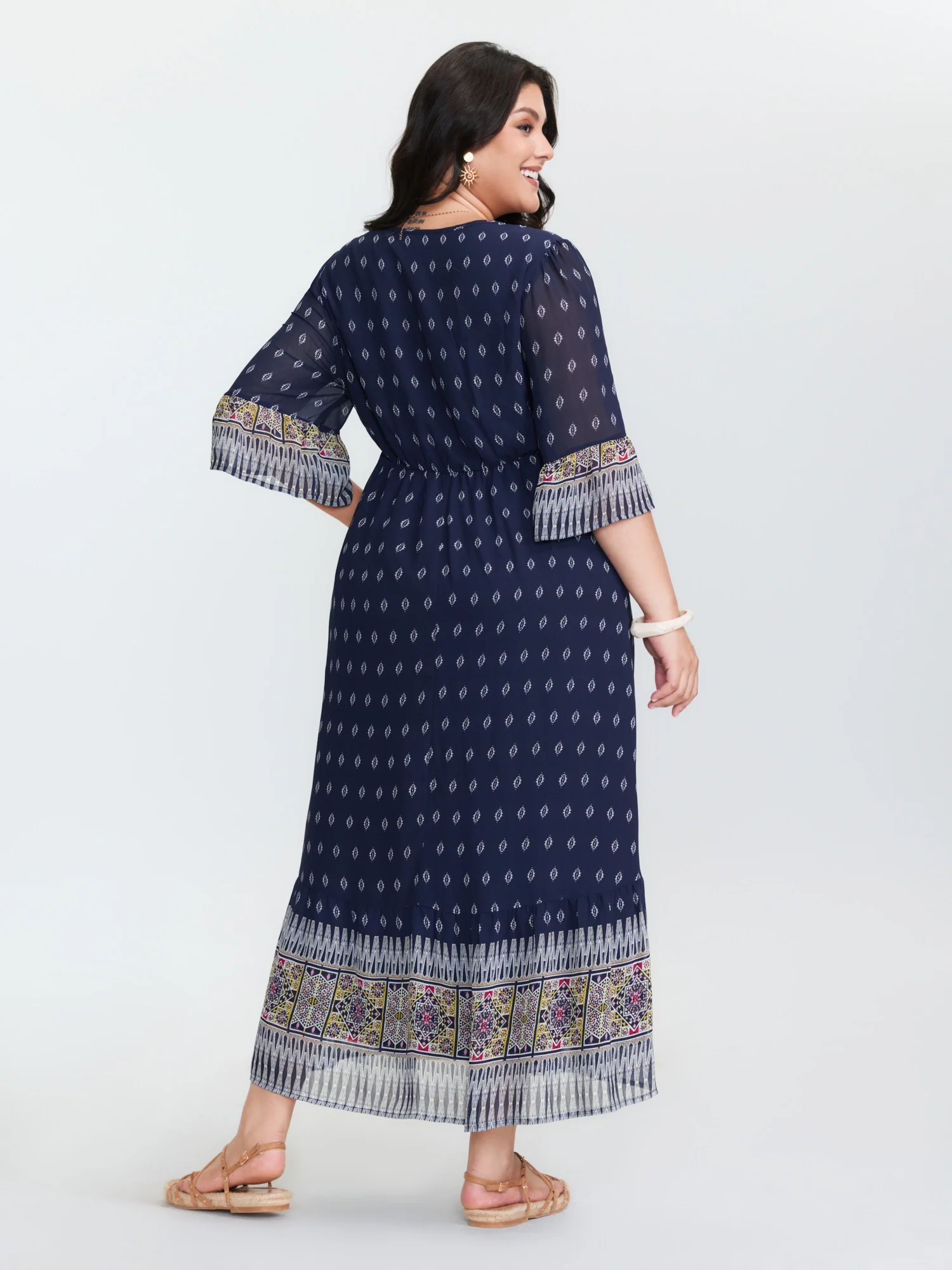 Boho Geometric Print Wrap Maxi Dress - Image 5