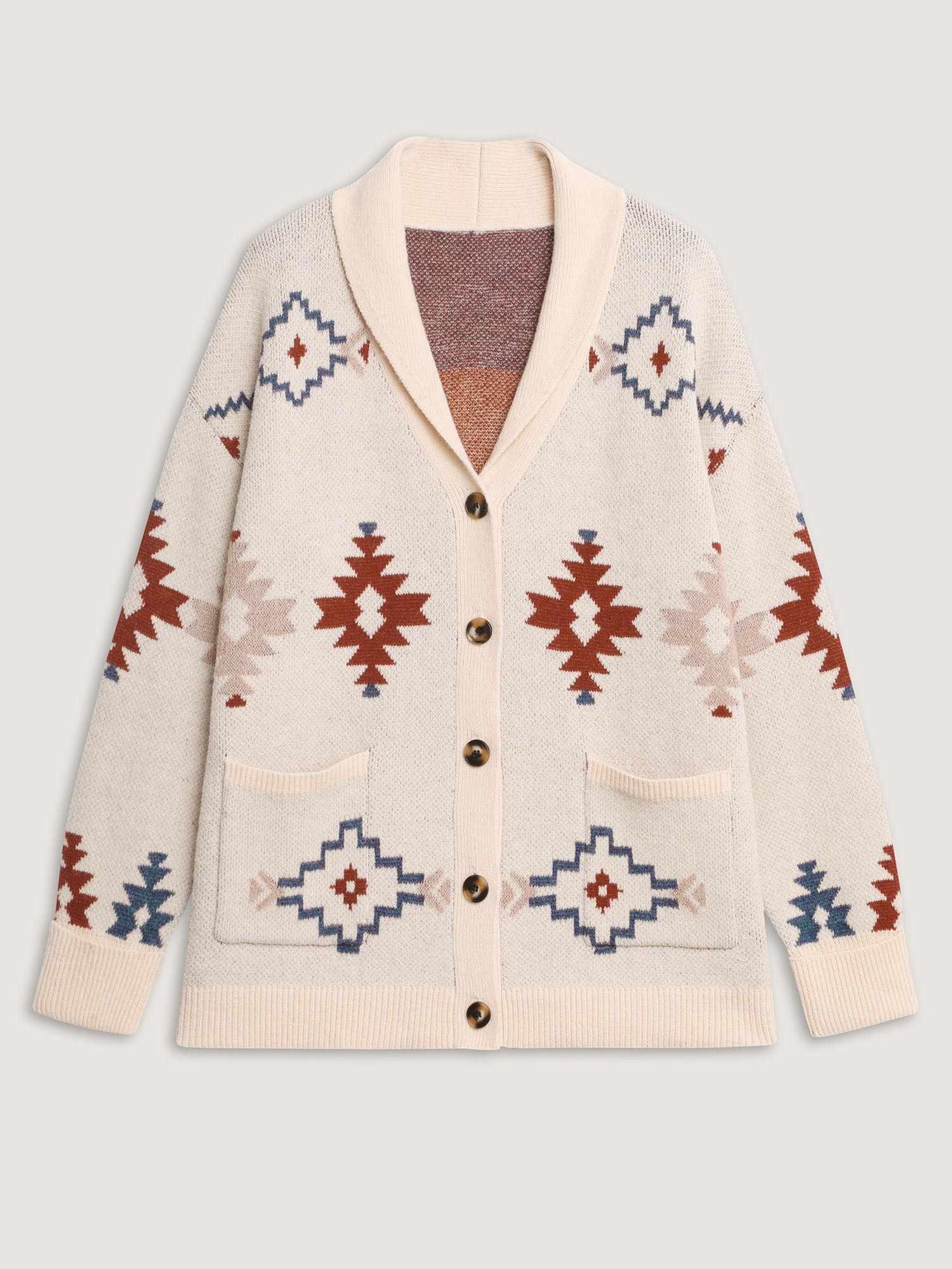 Boho Jacquard Print Pocket Knit Cardigan - Image 5