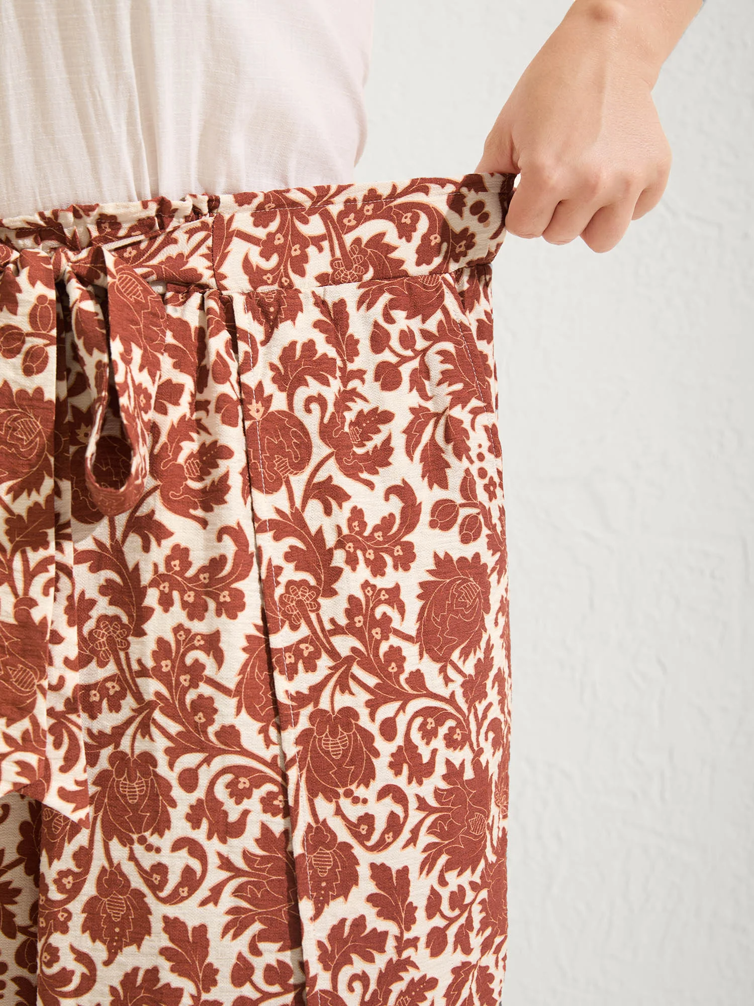 Boho Overlap Slit Belted Wide-Leg Pants - Image 2