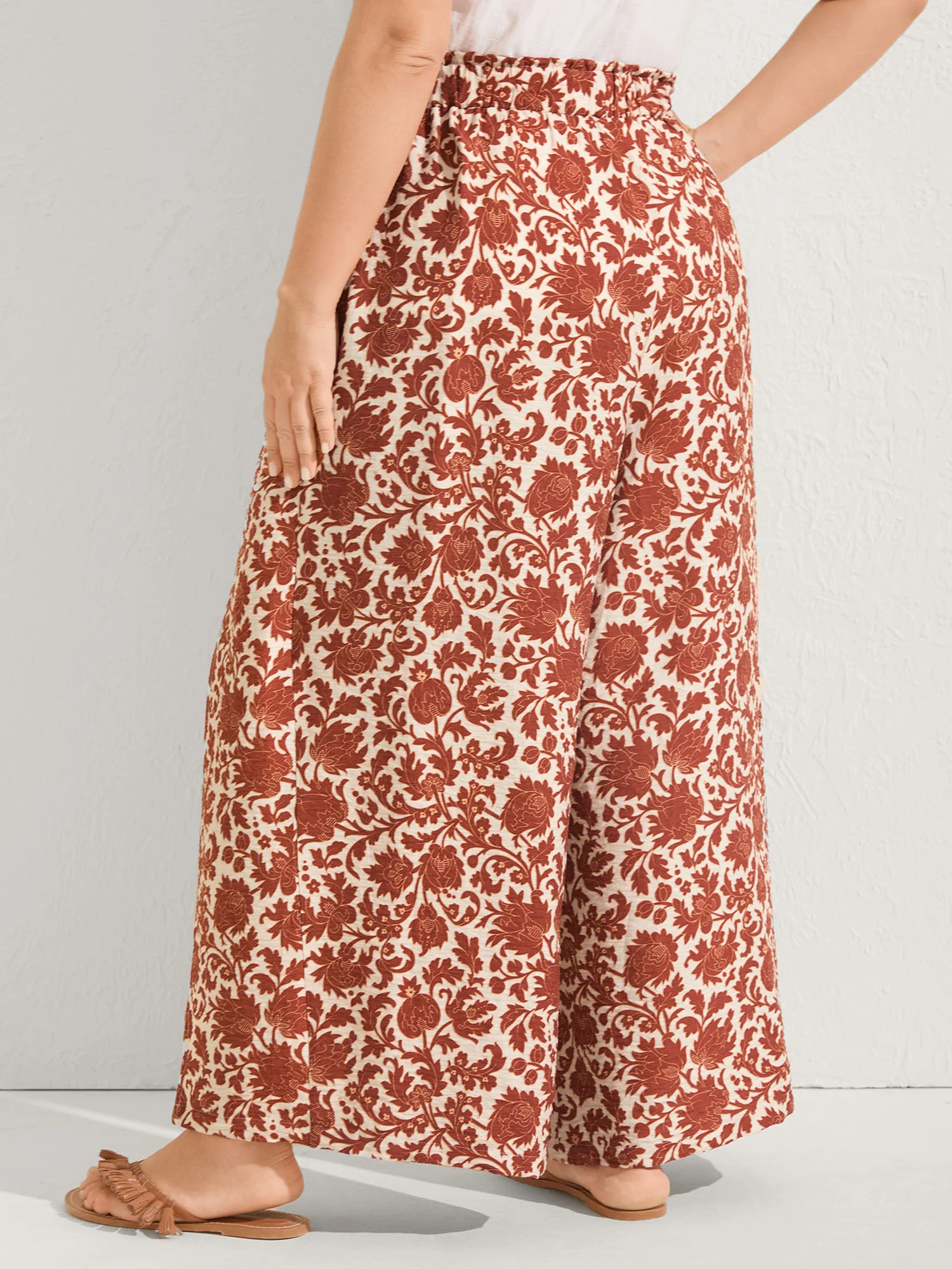 Boho Overlap Slit Belted Wide-Leg Pants - Image 4