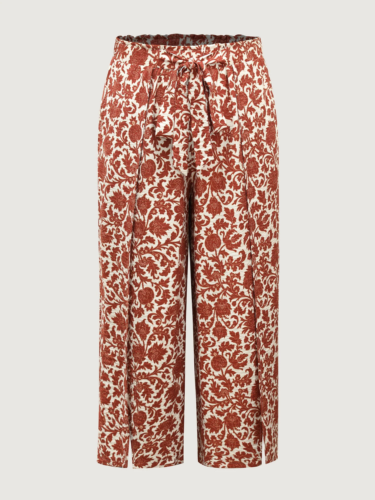 Boho Overlap Slit Belted Wide-Leg Pants - Image 7