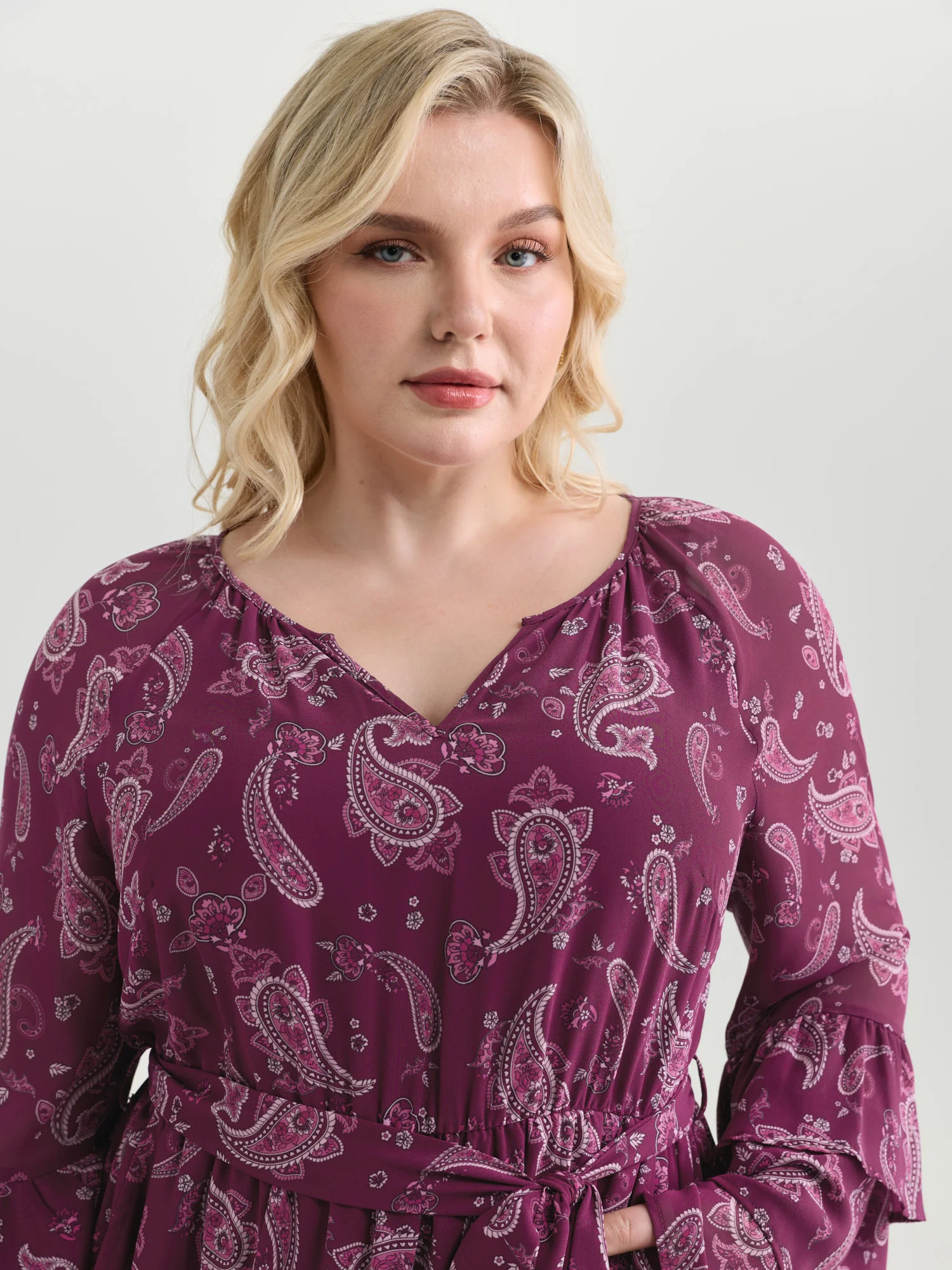 Boho Paisley Print Waist-Tie Maxi Dress - Image 2