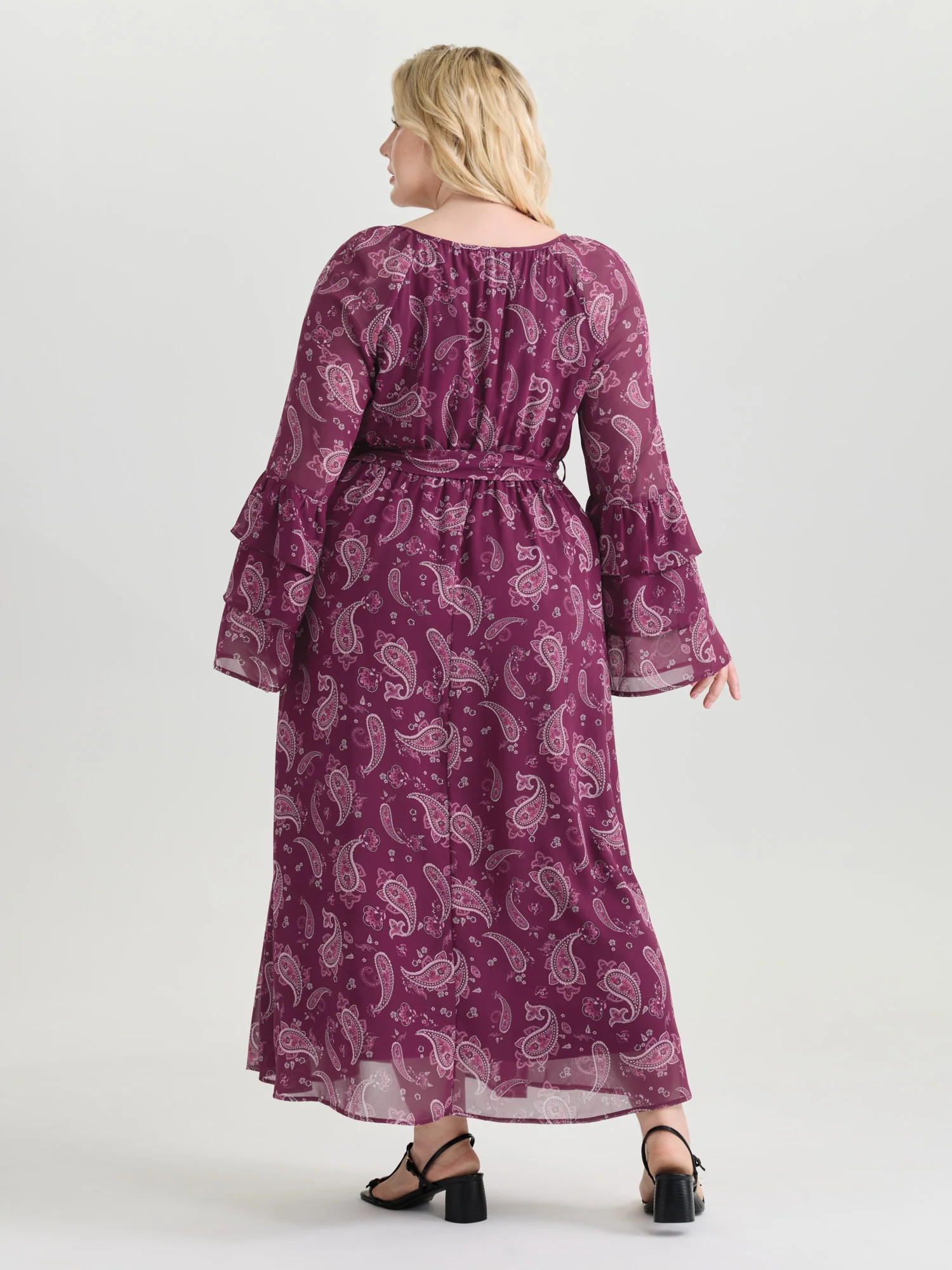 Boho Paisley Print Waist-Tie Maxi Dress - Image 5