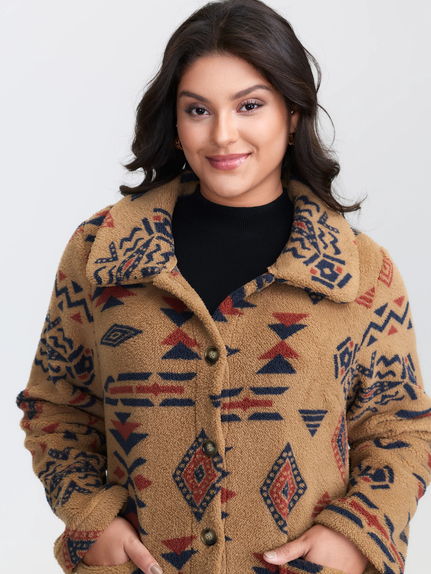 Boho Pattern Button-Down Jacket - Image 2