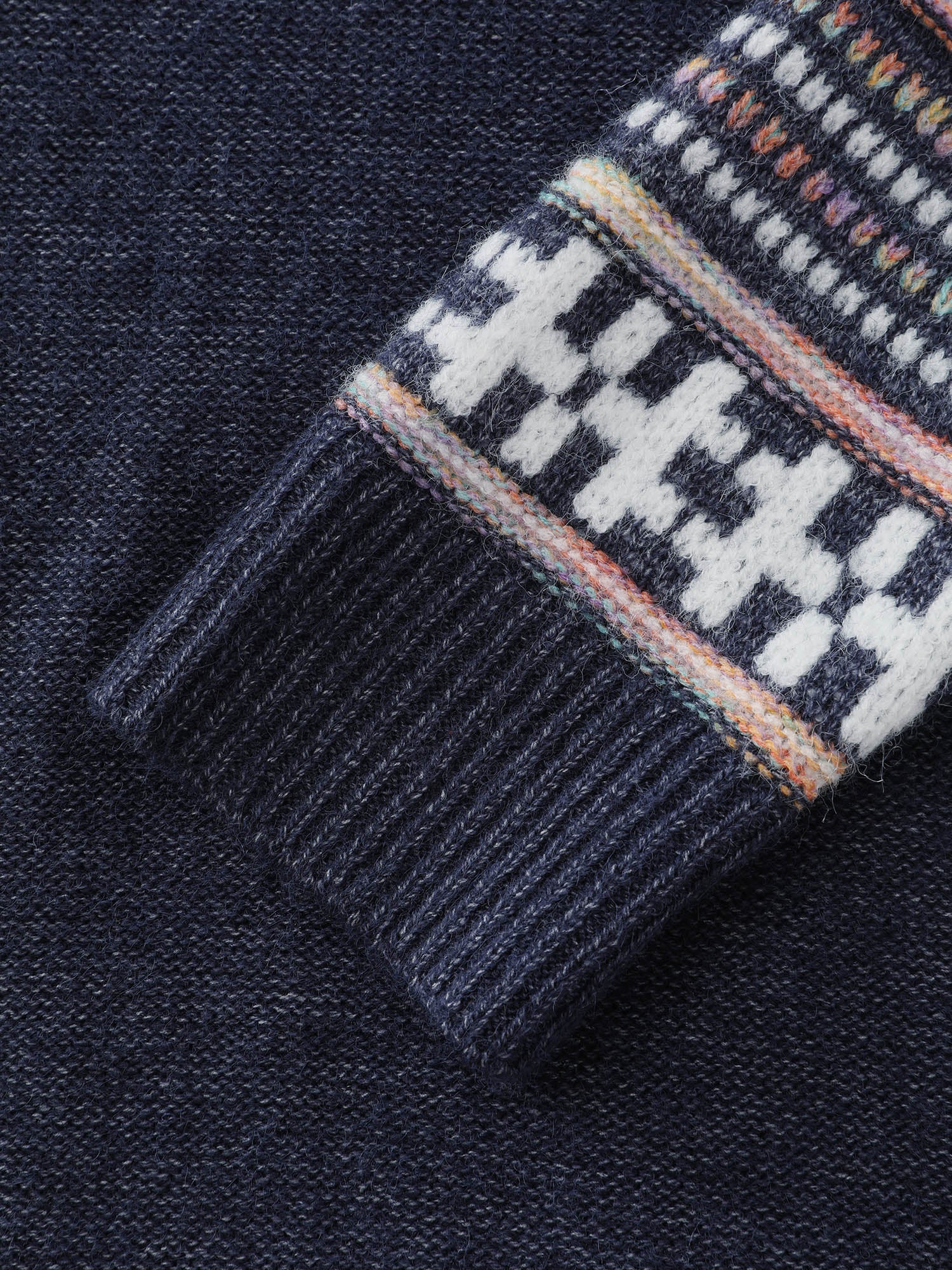 Boho Pattern Color Contrast Turtleneck Pullover - Image 6