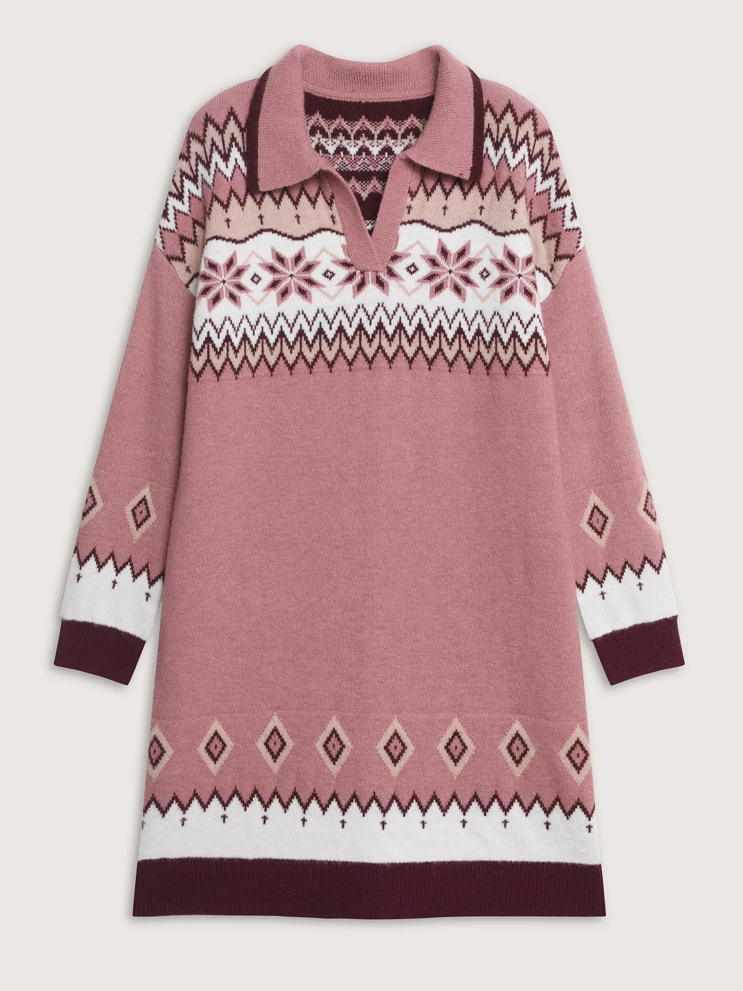 Boho Pattern Jacquard Contrast Sweater Dress - Image 7