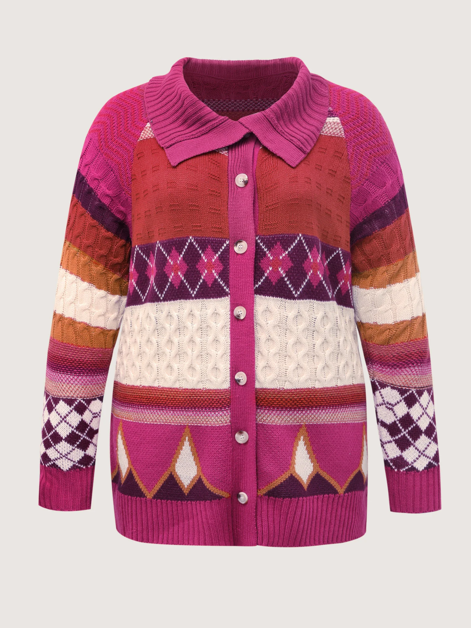Boho Pattern Jacquard Knit Cardigan - Image 5