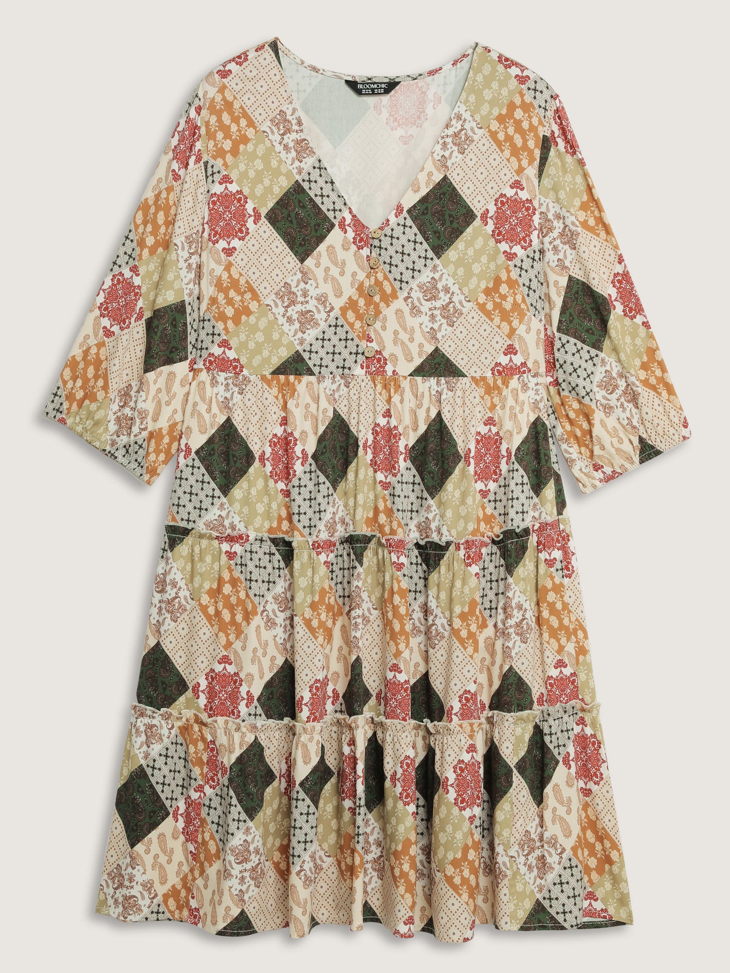 Boho Print A-Line Tiered Knee-Length Dress - Image 7