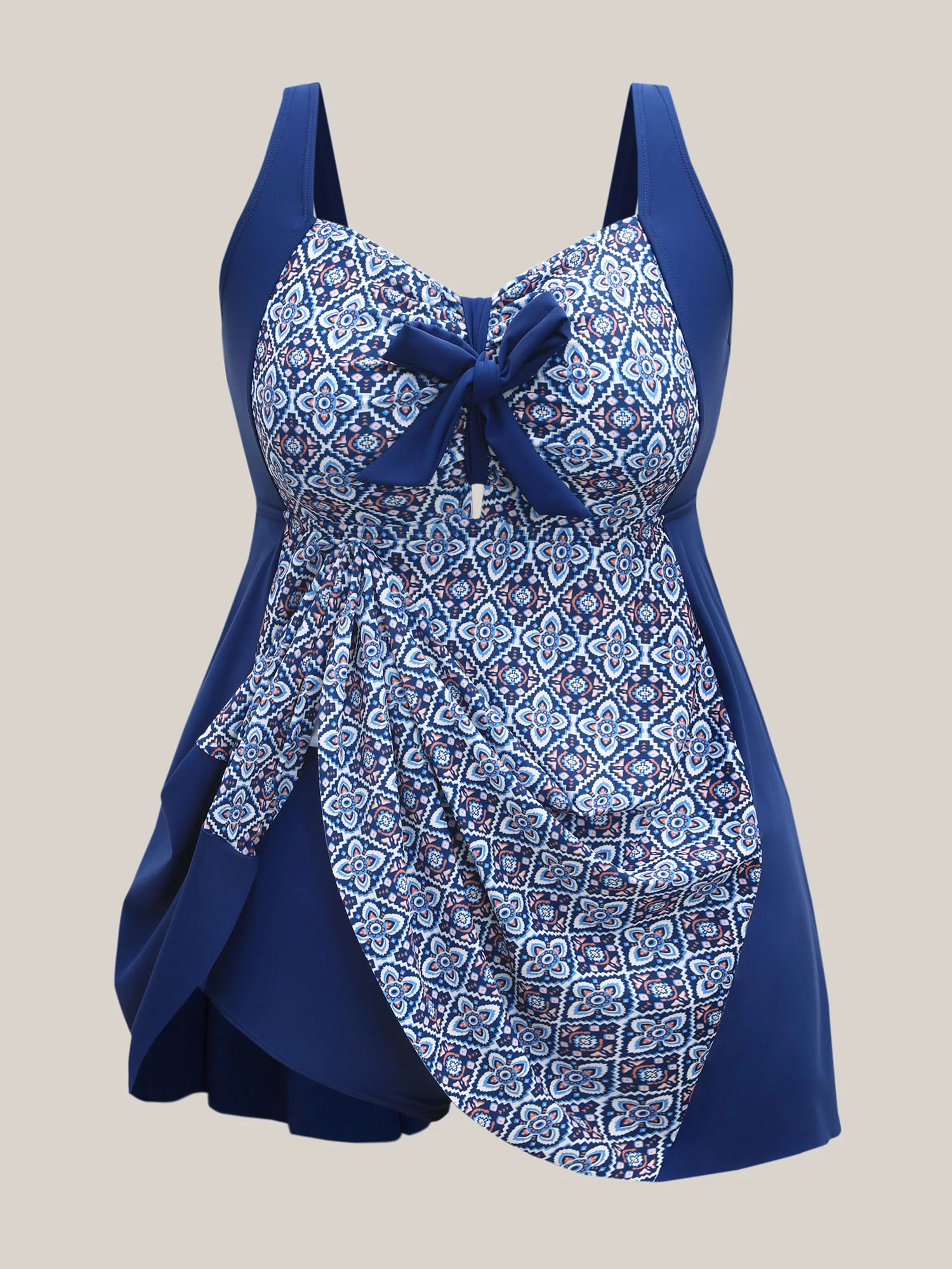 Boho Print Adjustable Front Knot Swim Dress - Image 7
