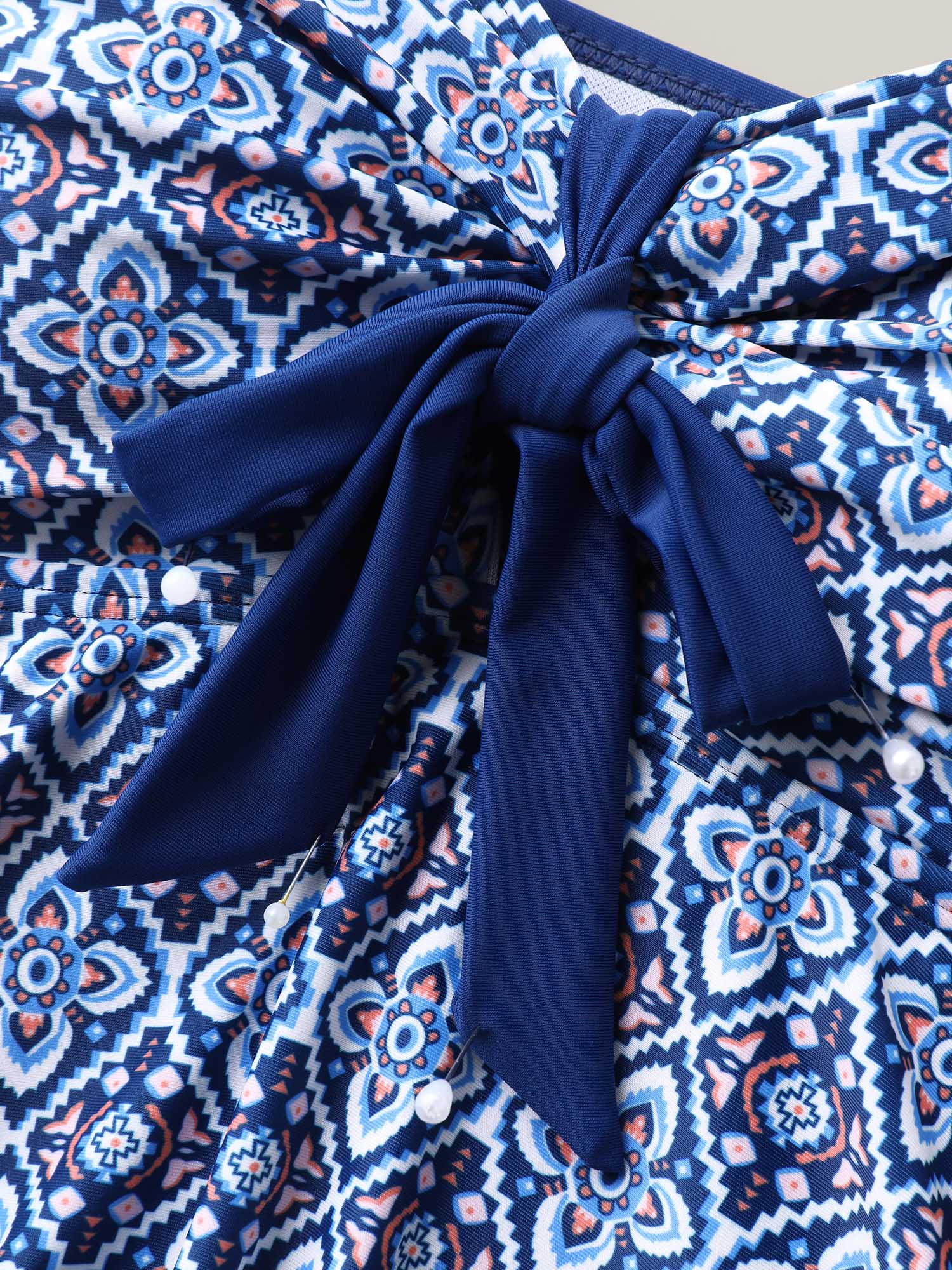 Boho Print Adjustable Front Knot Swim Dress - Image 8