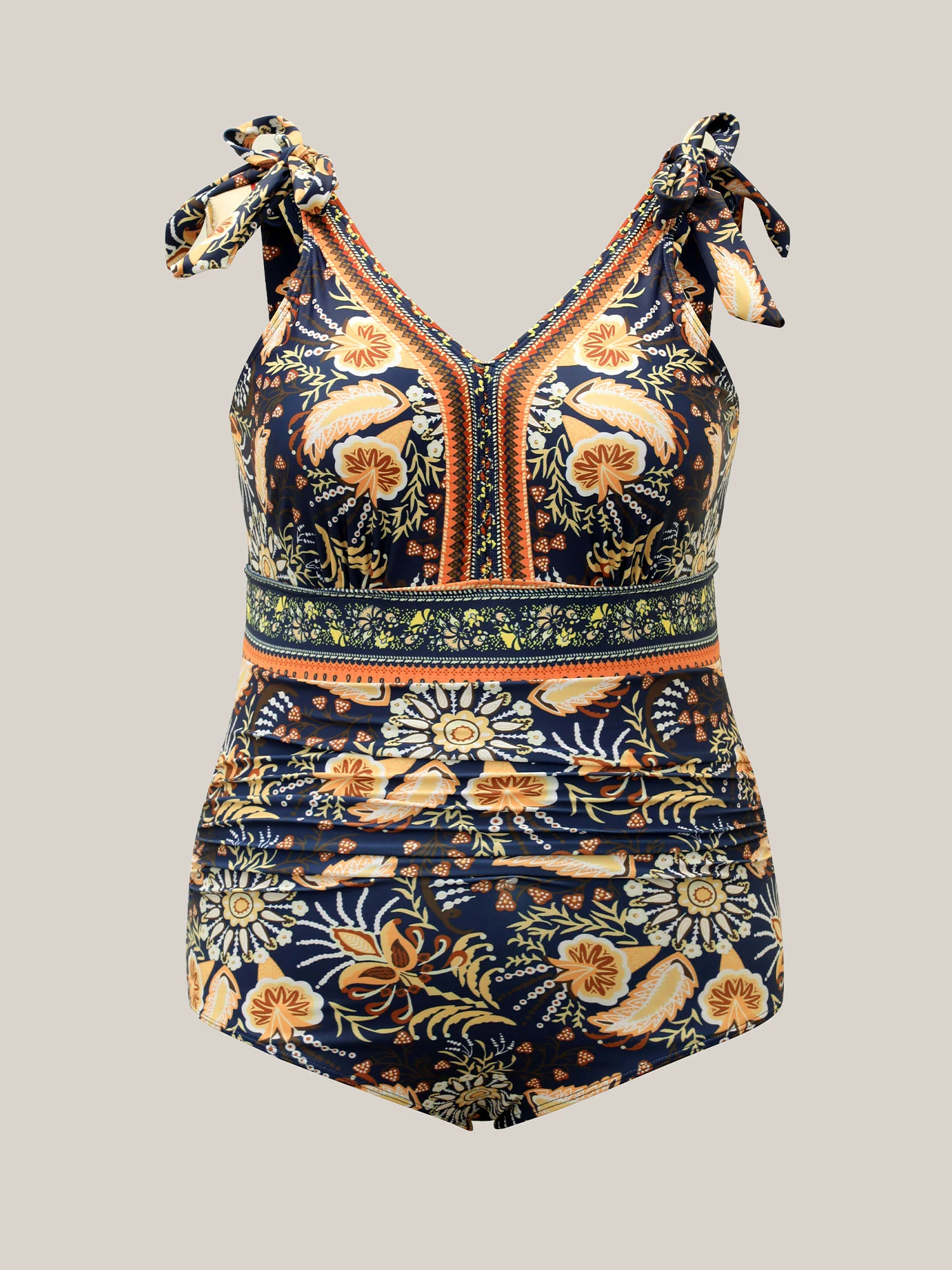 Boho Print Adjustable Tie One-Piece Swimsuit - Image 6