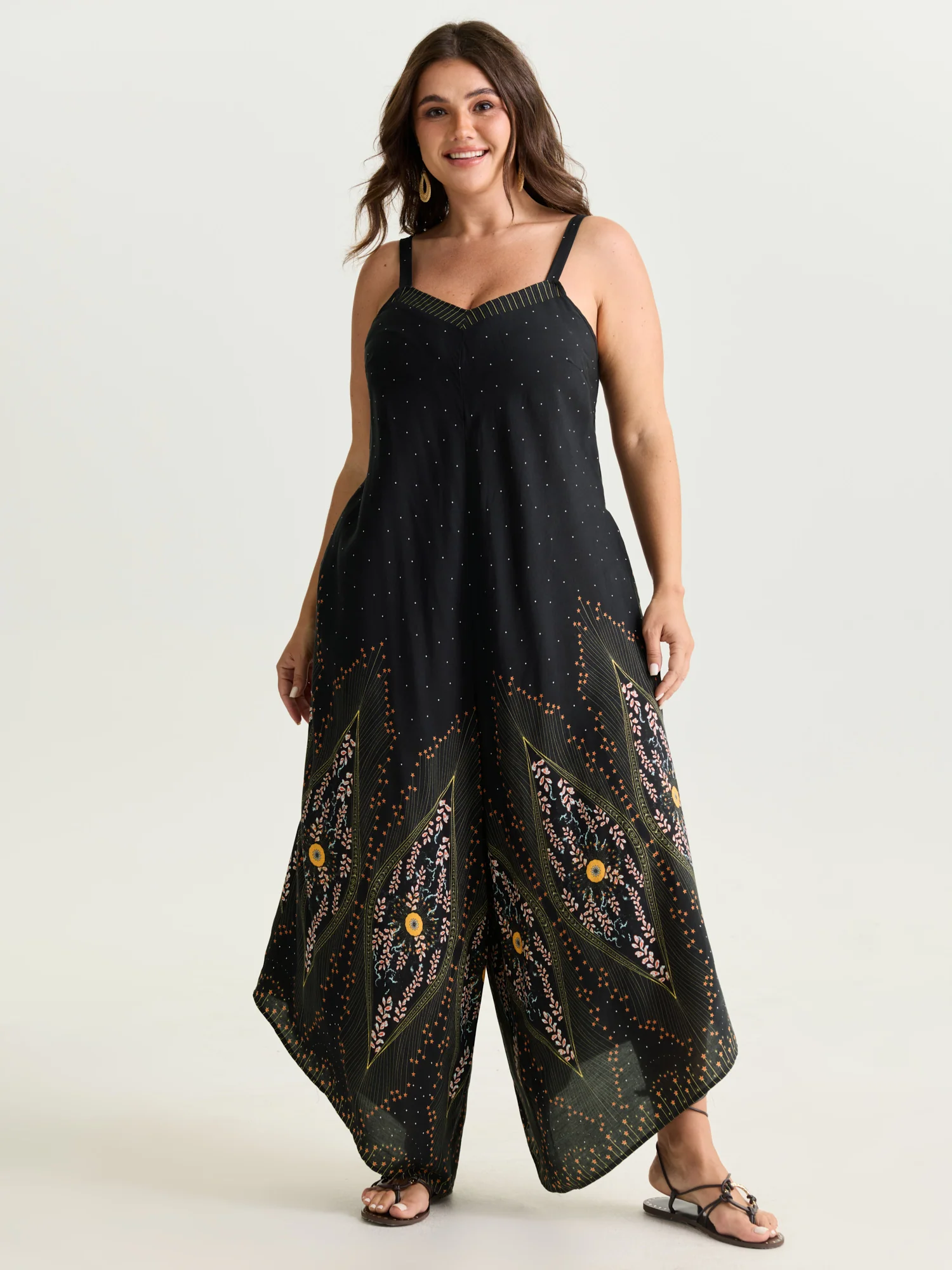 Boho Print Asymmetrical Hem Jumpsuit - Image 10