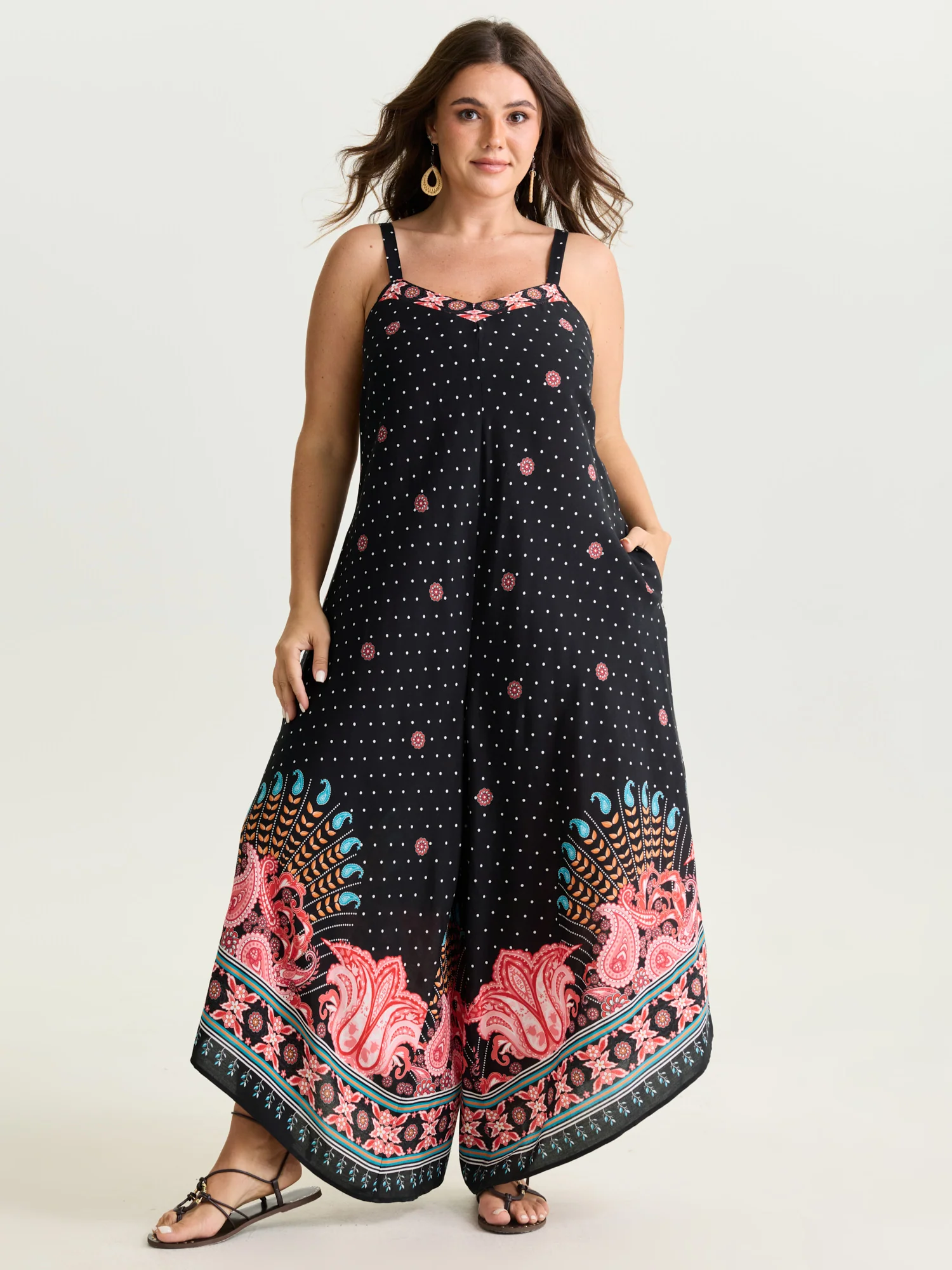 Boho Print Asymmetrical Hem Jumpsuit - Image 12