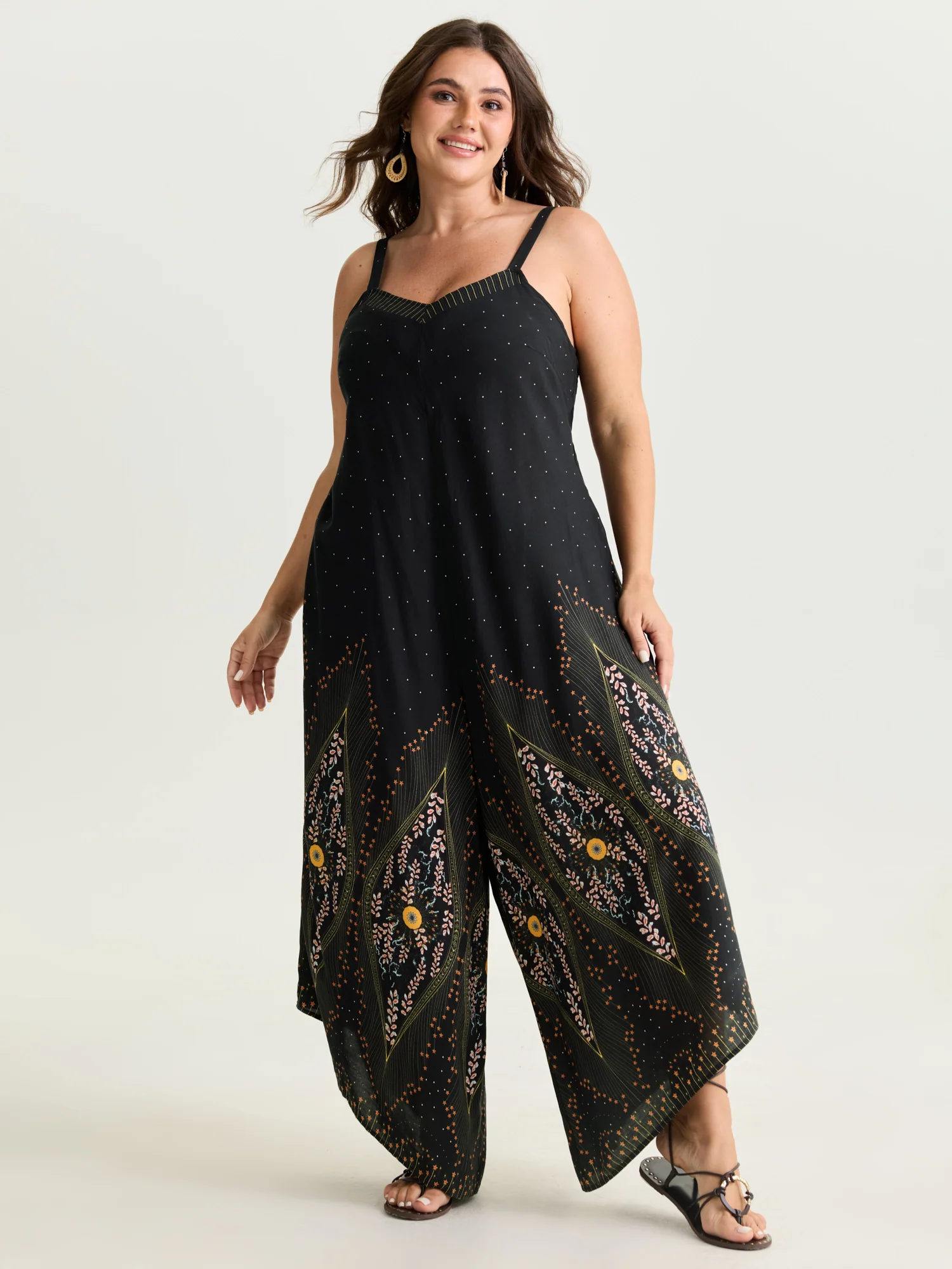 Boho Print Asymmetrical Hem Jumpsuit - Image 8