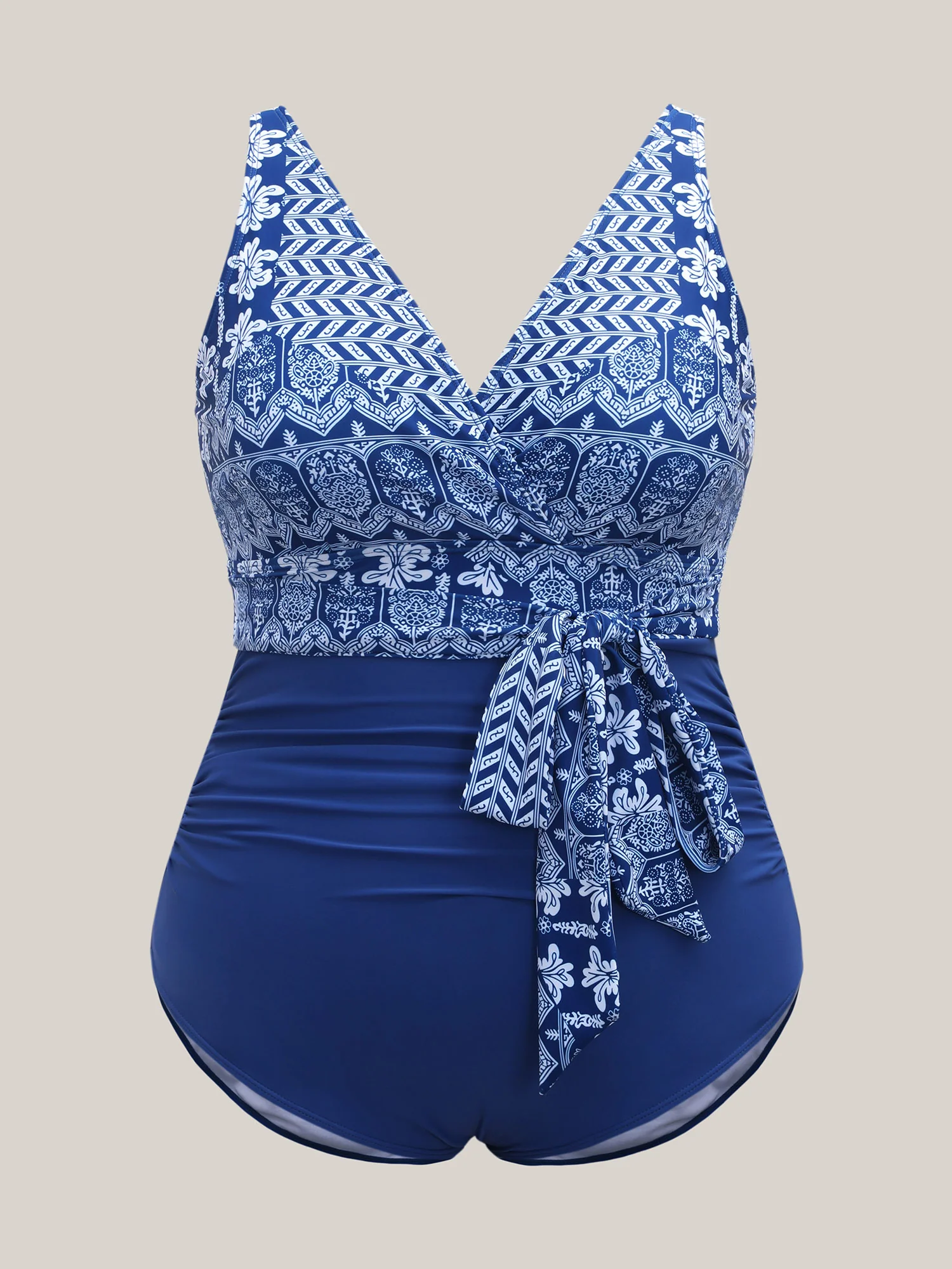 Boho Print Belted One-Piece Swimsuit - Image 5