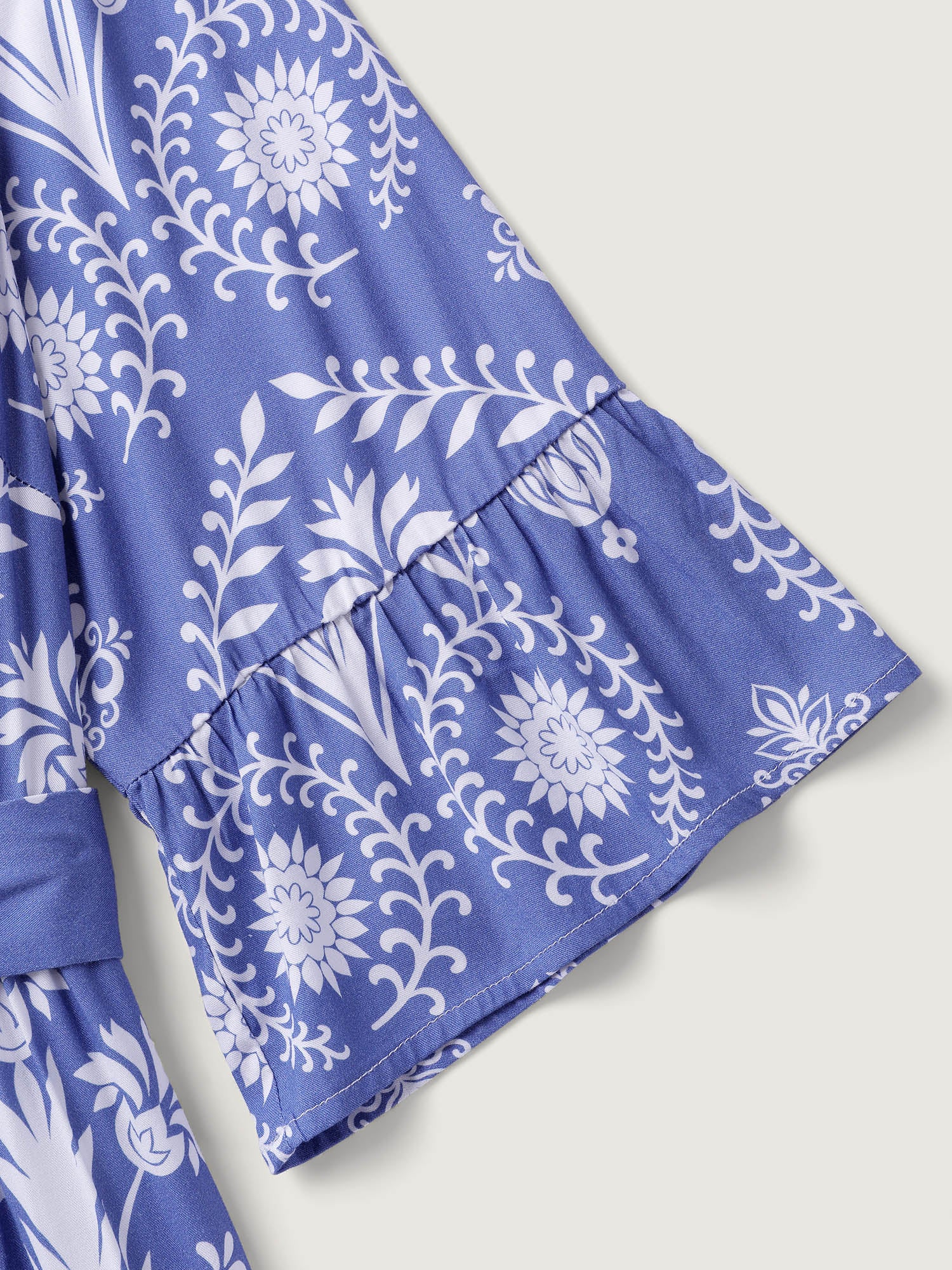 Boho Print Belted Side Pockets Midi Dress - Image 5