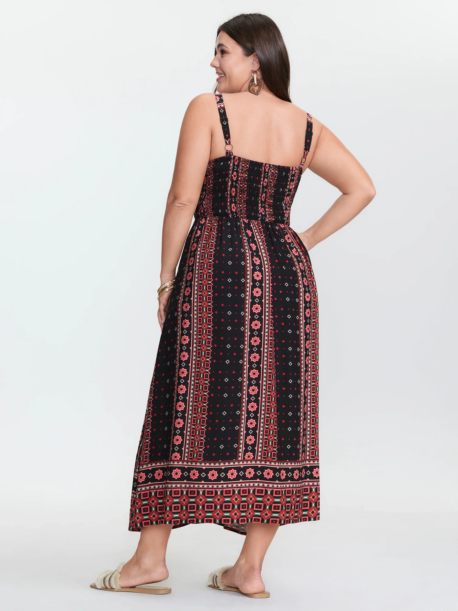 Boho Print Color Contrast Cami Maxi Dress - Image 4