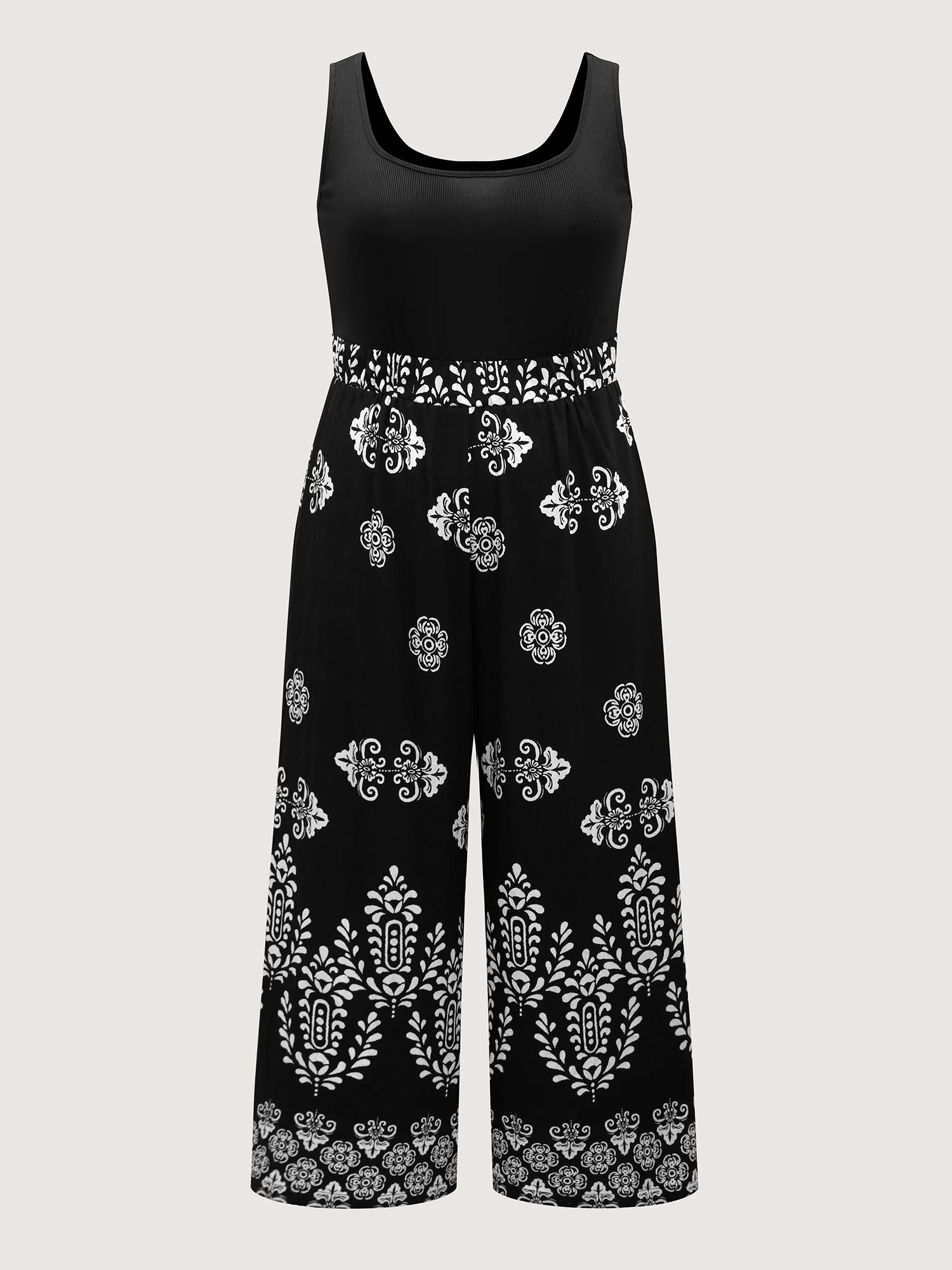 Boho Print Color Contrast Flowy Jumpsuit - Image 5