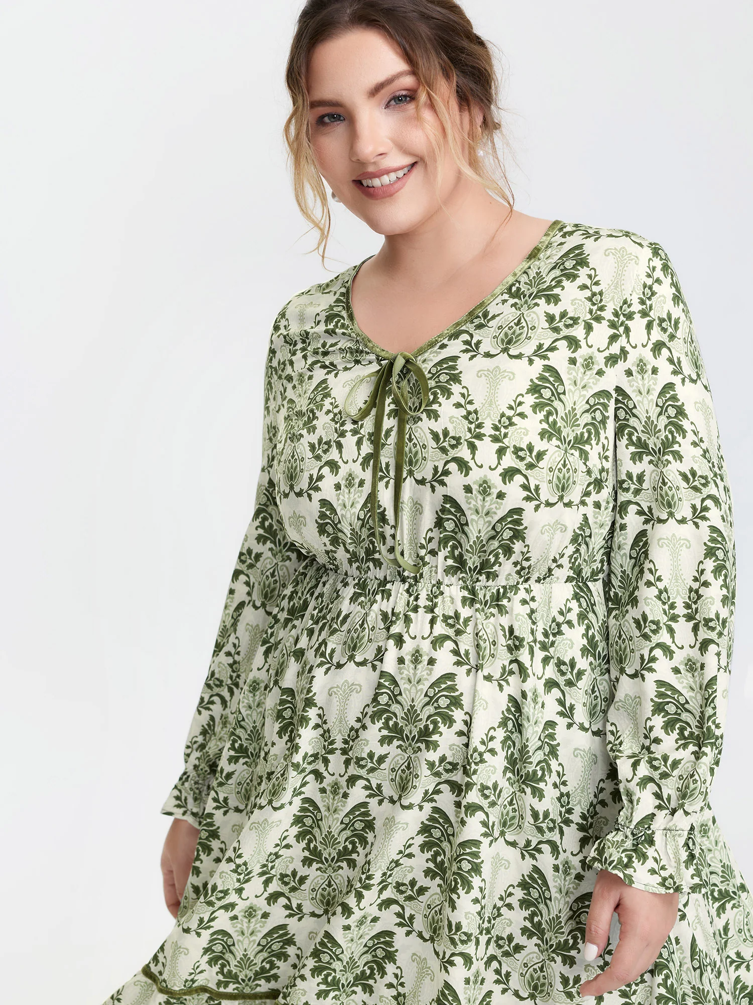 Boho Print Color Contrast Midi Dress - Image 2