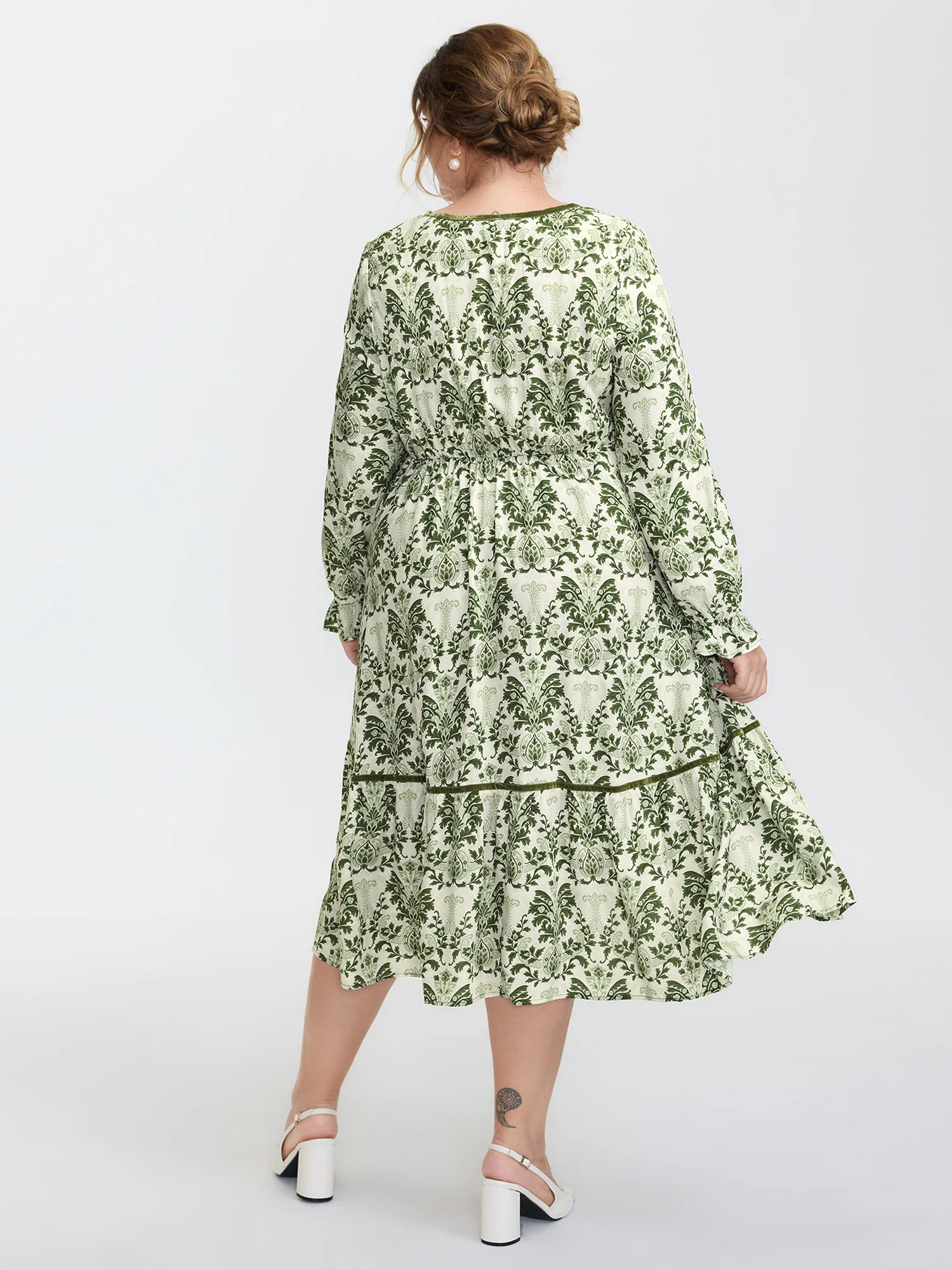 Boho Print Color Contrast Midi Dress - Image 4