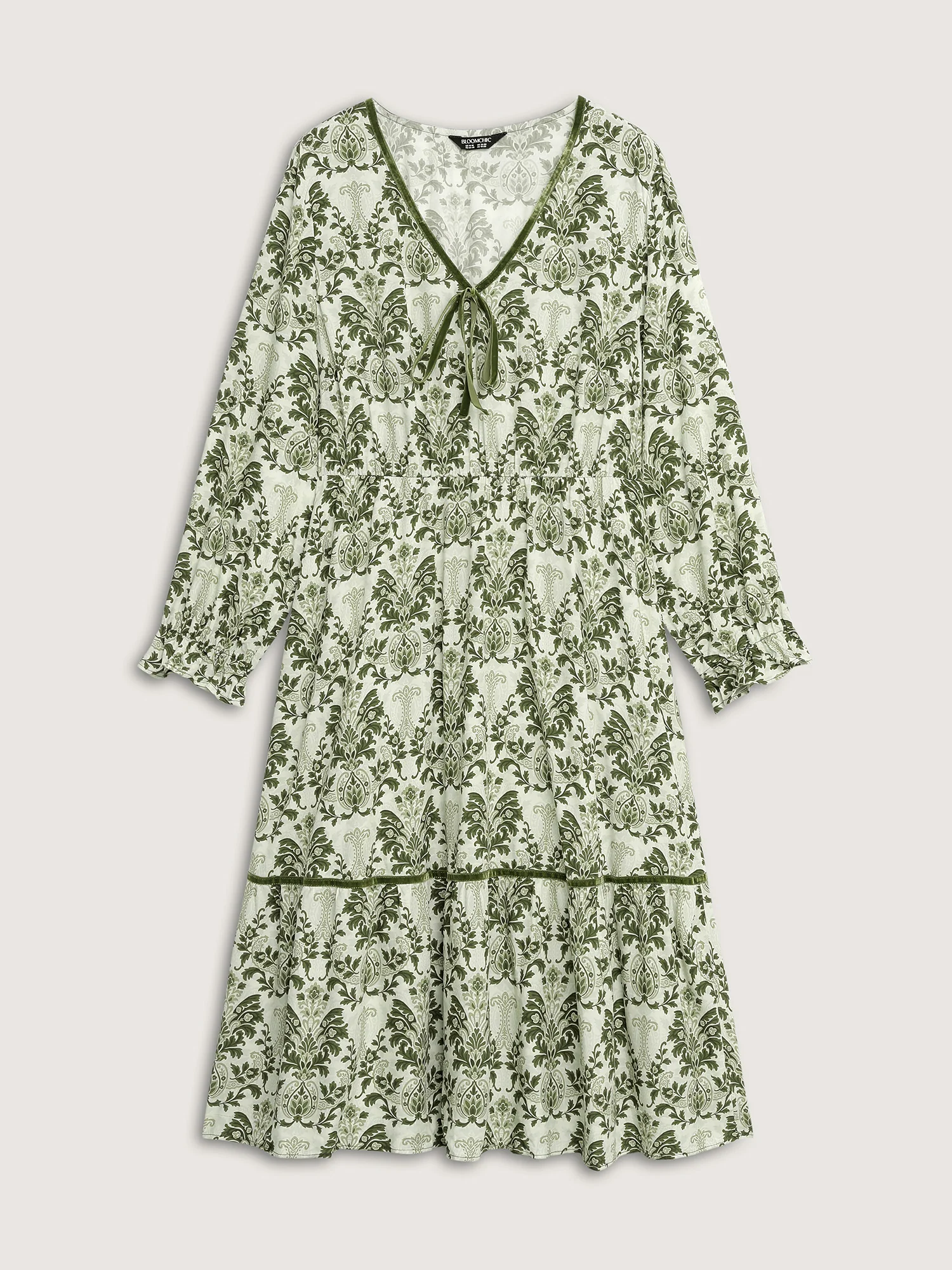 Boho Print Color Contrast Midi Dress - Image 7