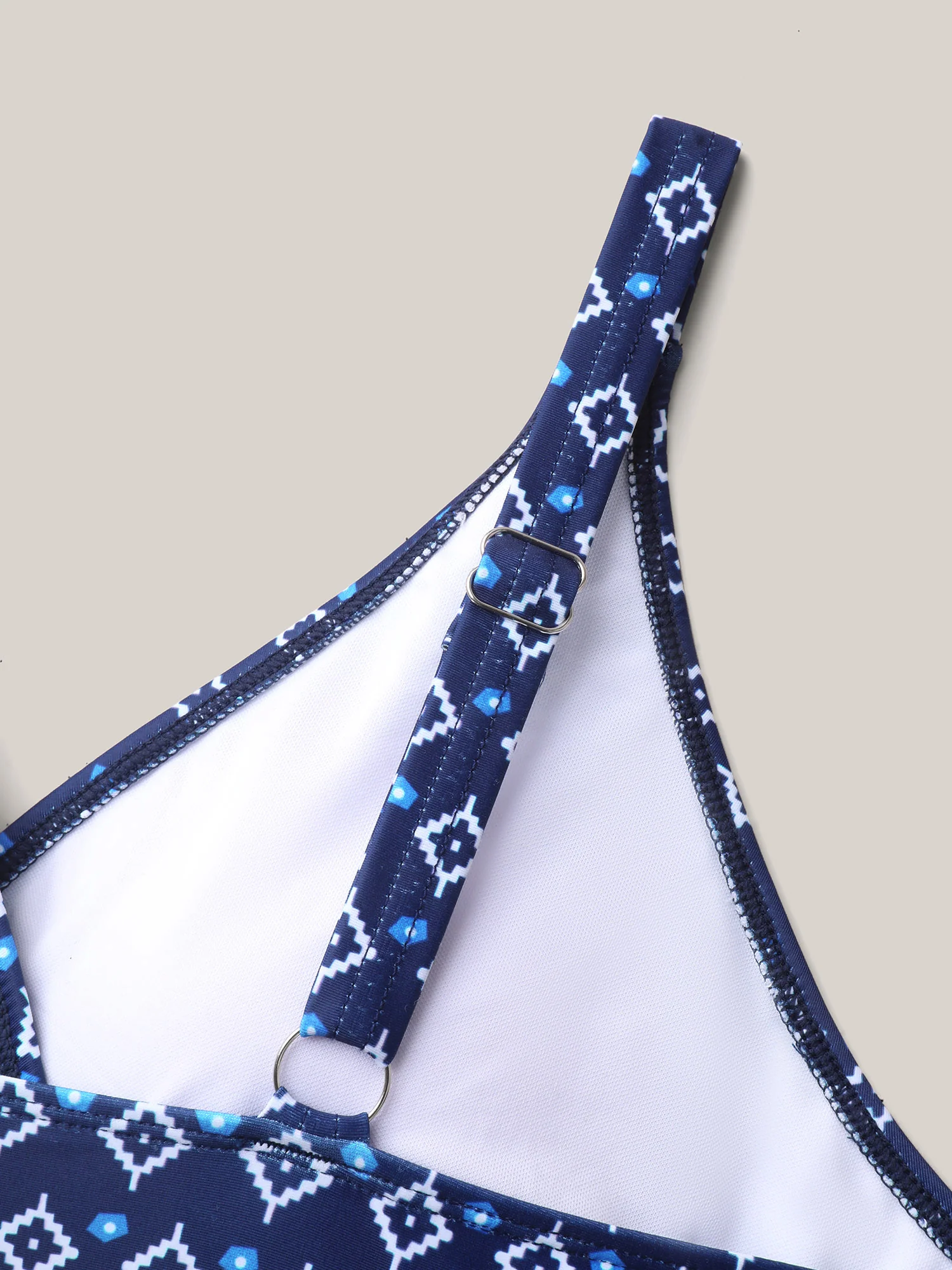 Boho Print Color Contrast One-Piece Swimsuit - Image 6