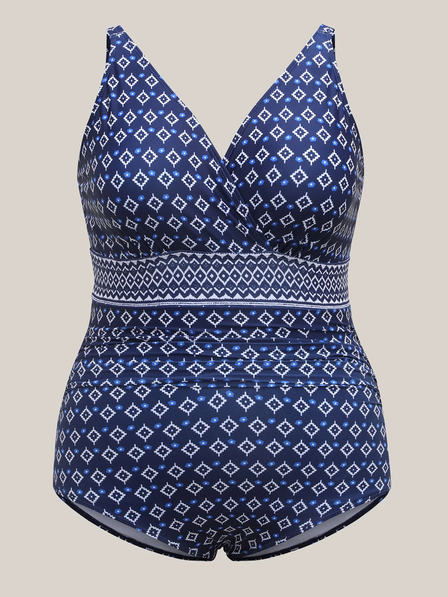 Boho Print Color Contrast One-Piece Swimsuit - Image 7