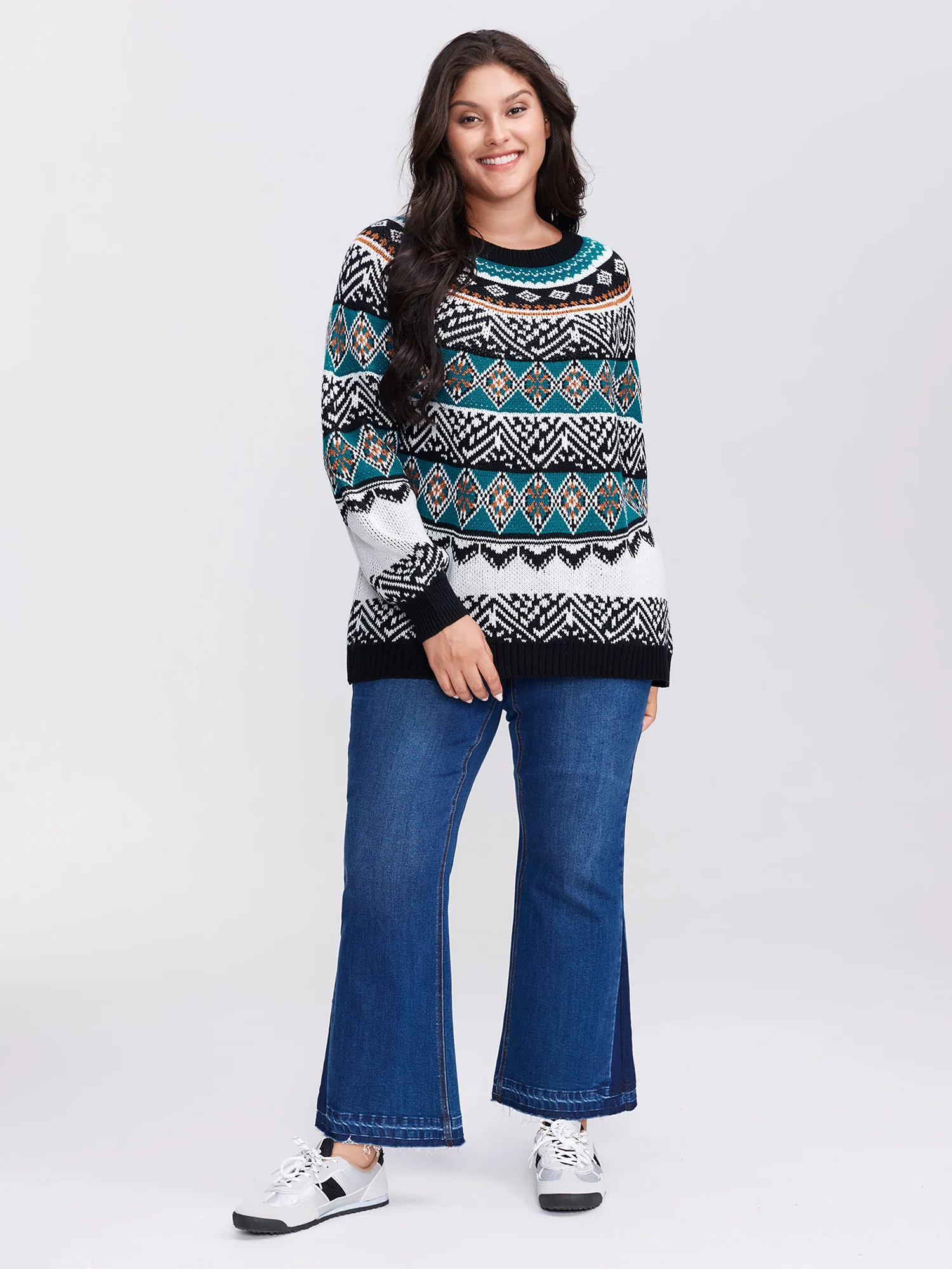 Boho Print Color Contrast Pullover - Image 3