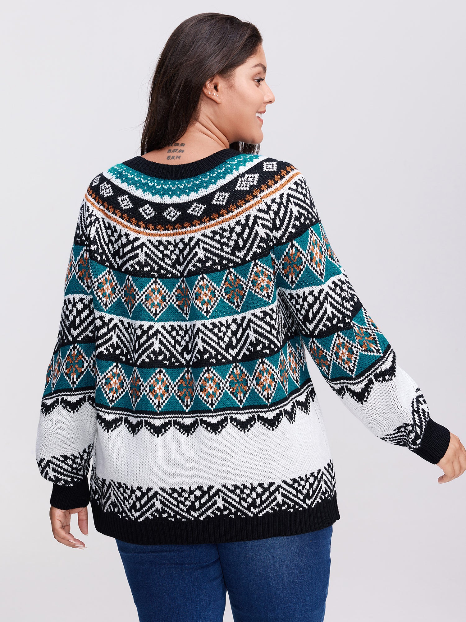 Boho Print Color Contrast Pullover - Image 4