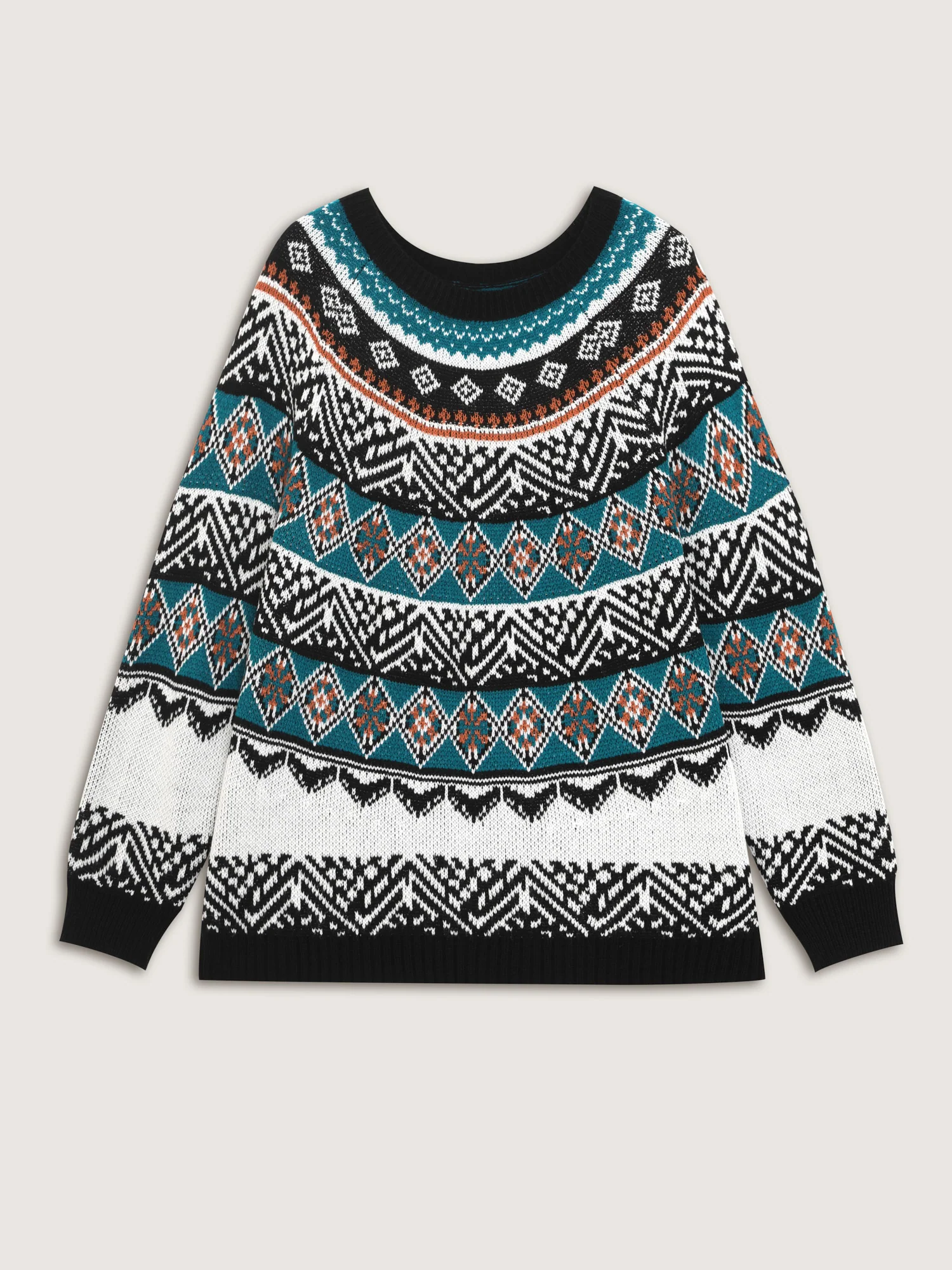 Boho Print Color Contrast Pullover - Image 7