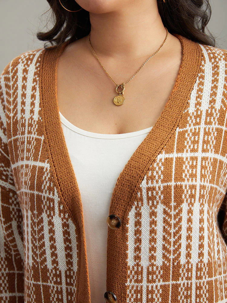 Boho Print Contrast Pocket Open Front Cardigan - Image 7