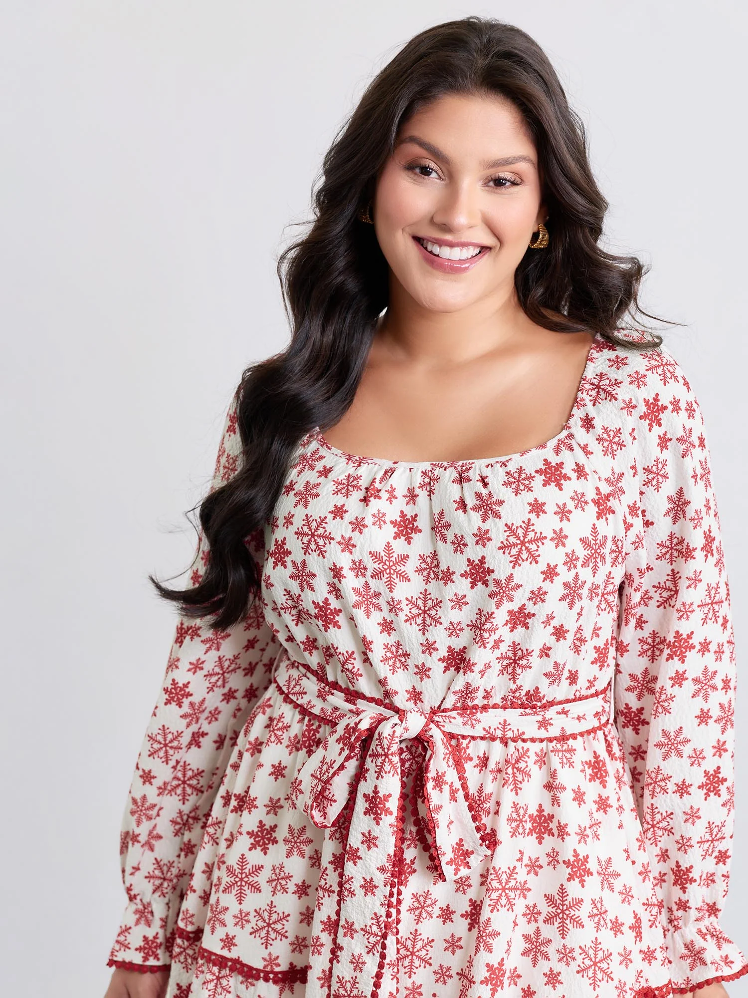 Boho Print Contrast Waist-Tie Maxi Dress - Image 2