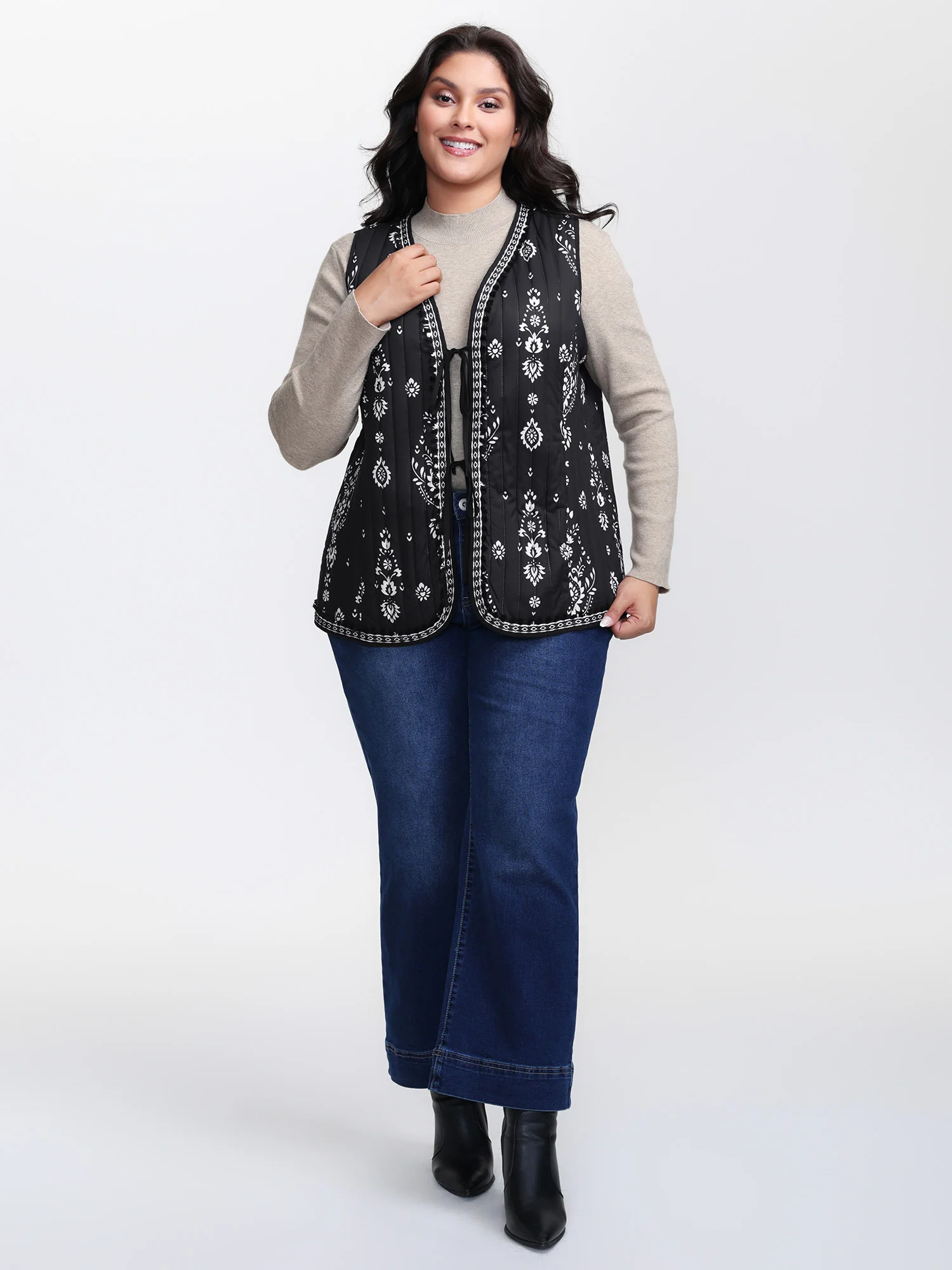 Boho Print Double Front-Tie Vest - Image 3