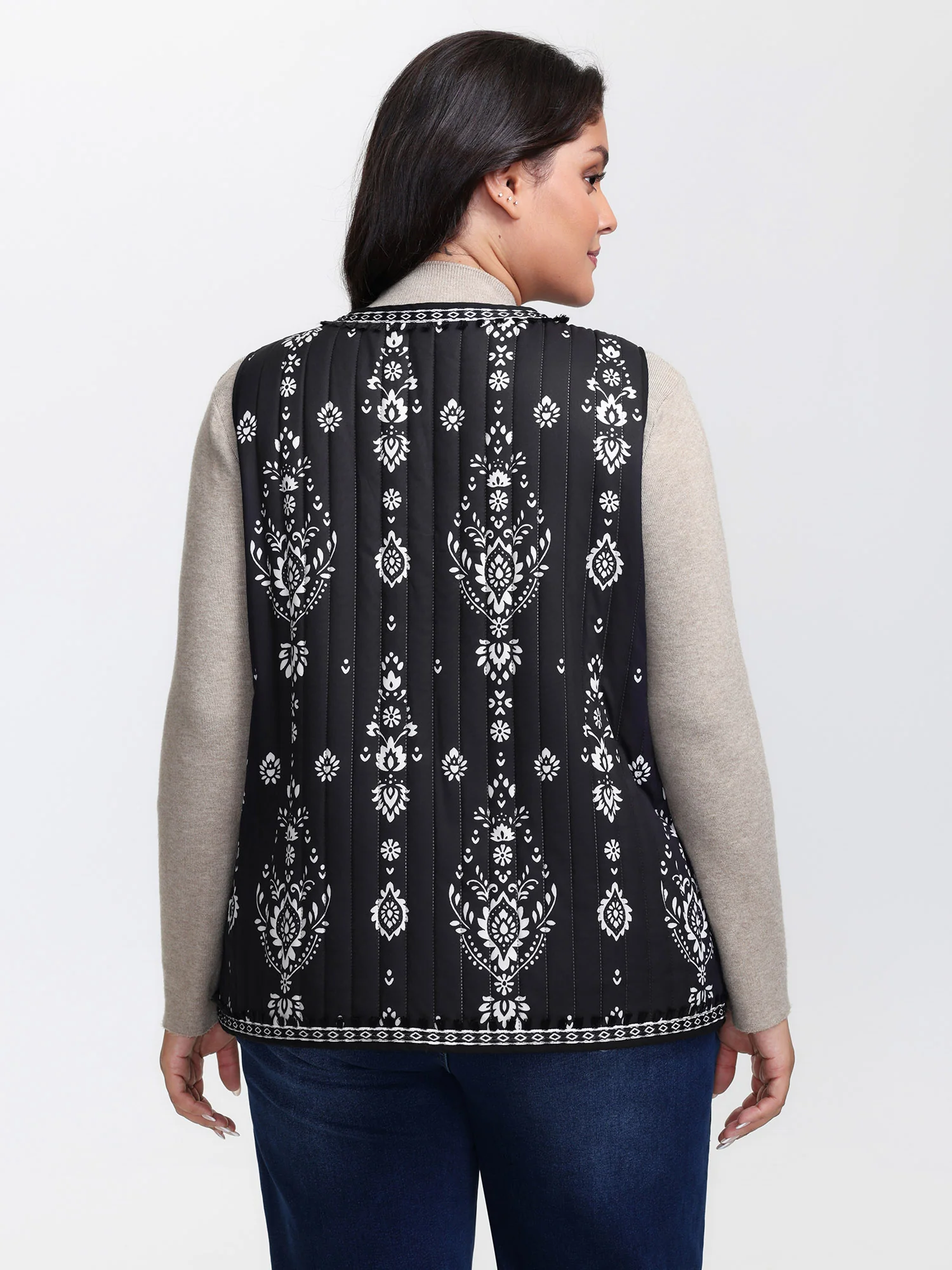Boho Print Double Front-Tie Vest - Image 5