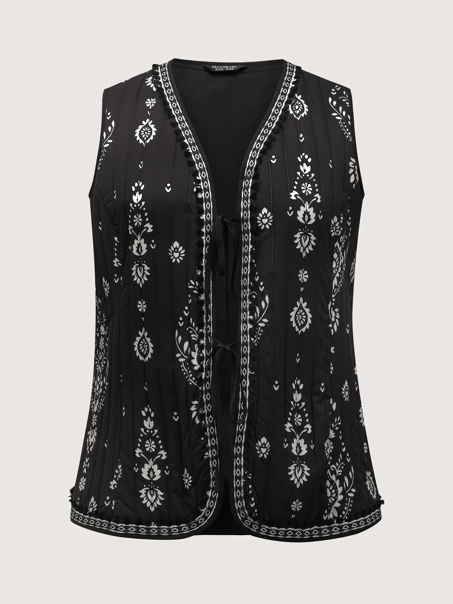 Boho Print Double Front-Tie Vest - Image 9