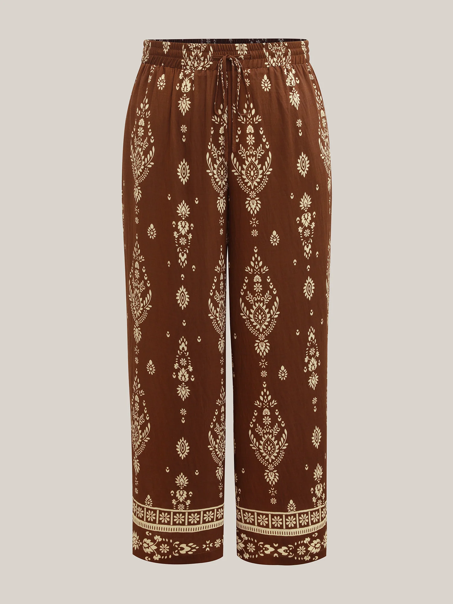 Boho Print Drawstring Wide-Leg Pants - Image 5