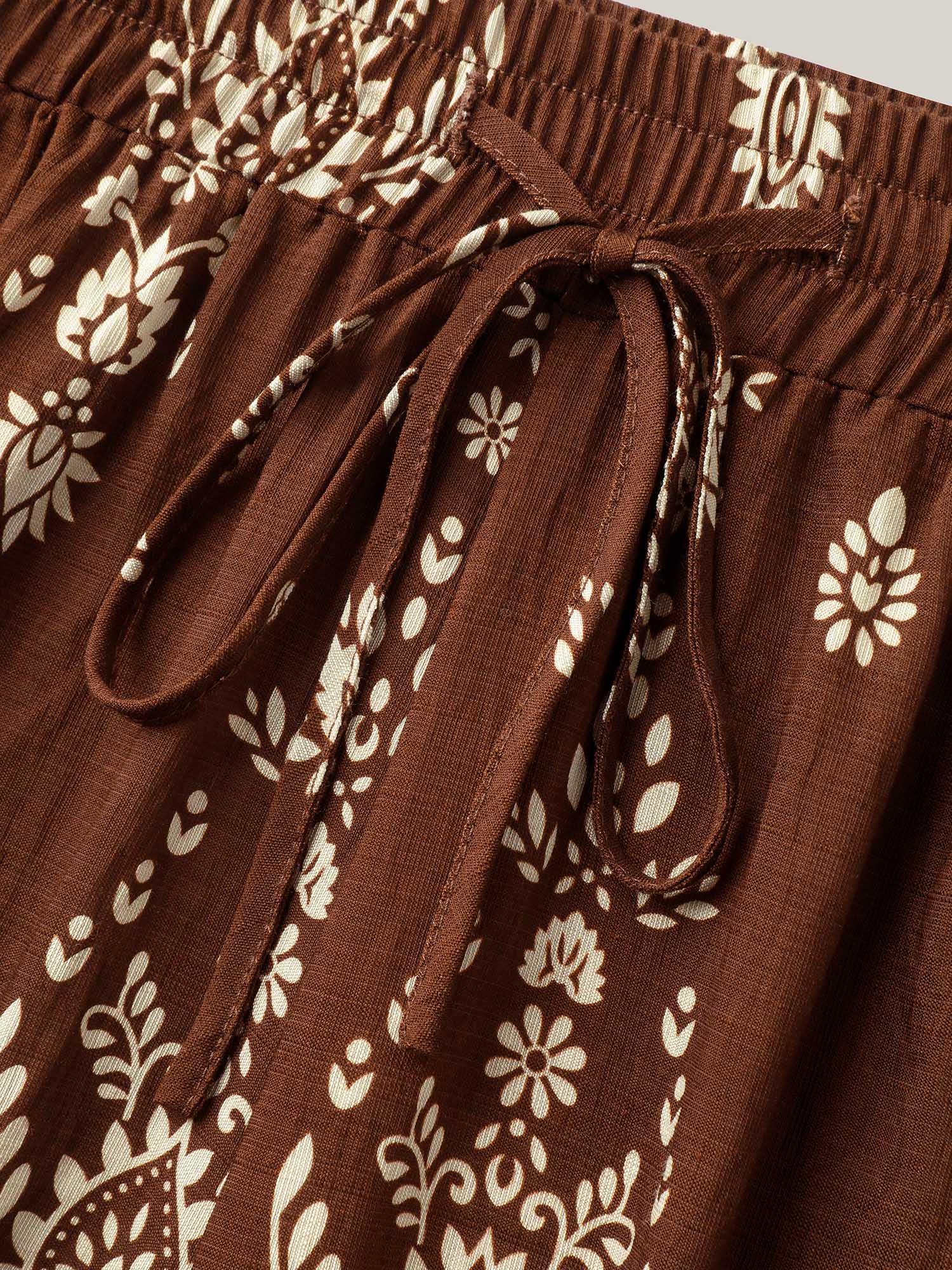 Boho Print Drawstring Wide-Leg Pants - Image 6